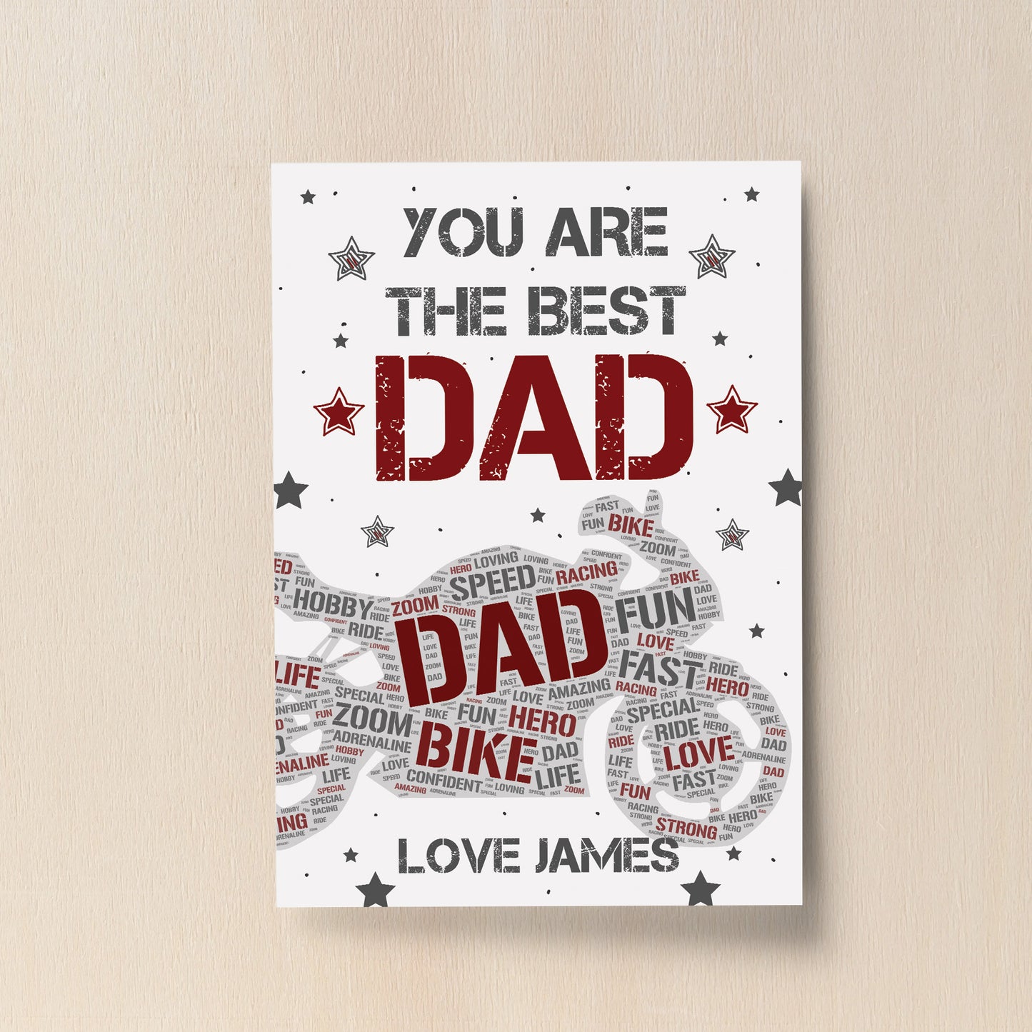 Motorbike Sign Biker Personalised Print Fathers Day Gift for Dad