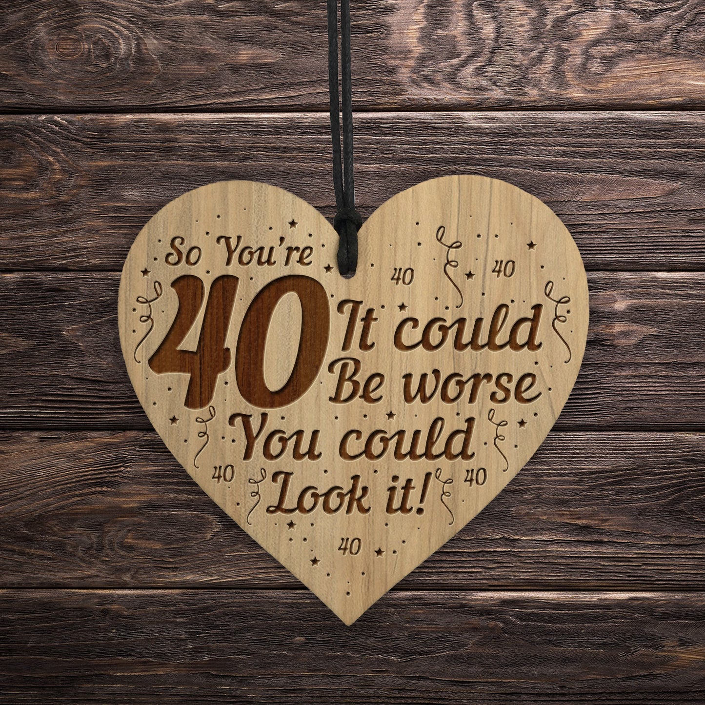 40th Birthday Gift For Friend Engraved Heart Funny Joke 40th