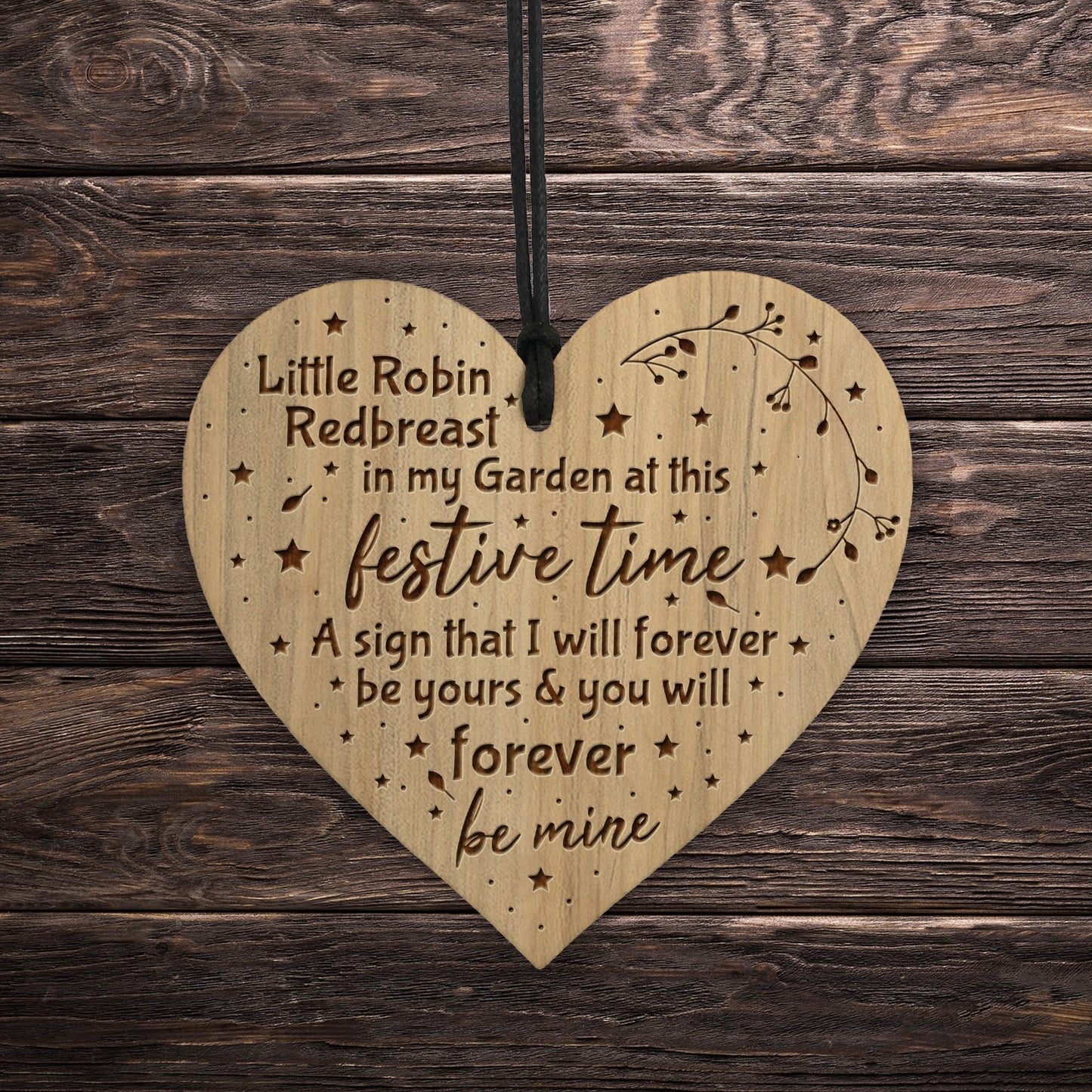 Memorial Sign Engraved Wood Heart Christmas Tree Decoration