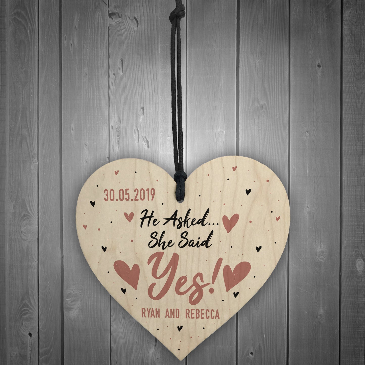 Personalised Engagement Gift Wooden Heart Gift For Couple