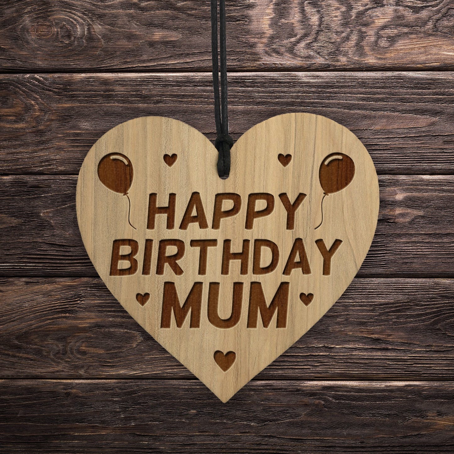 Birthday Gift For Mum Wood Engraved Heart 30th 40th 50th