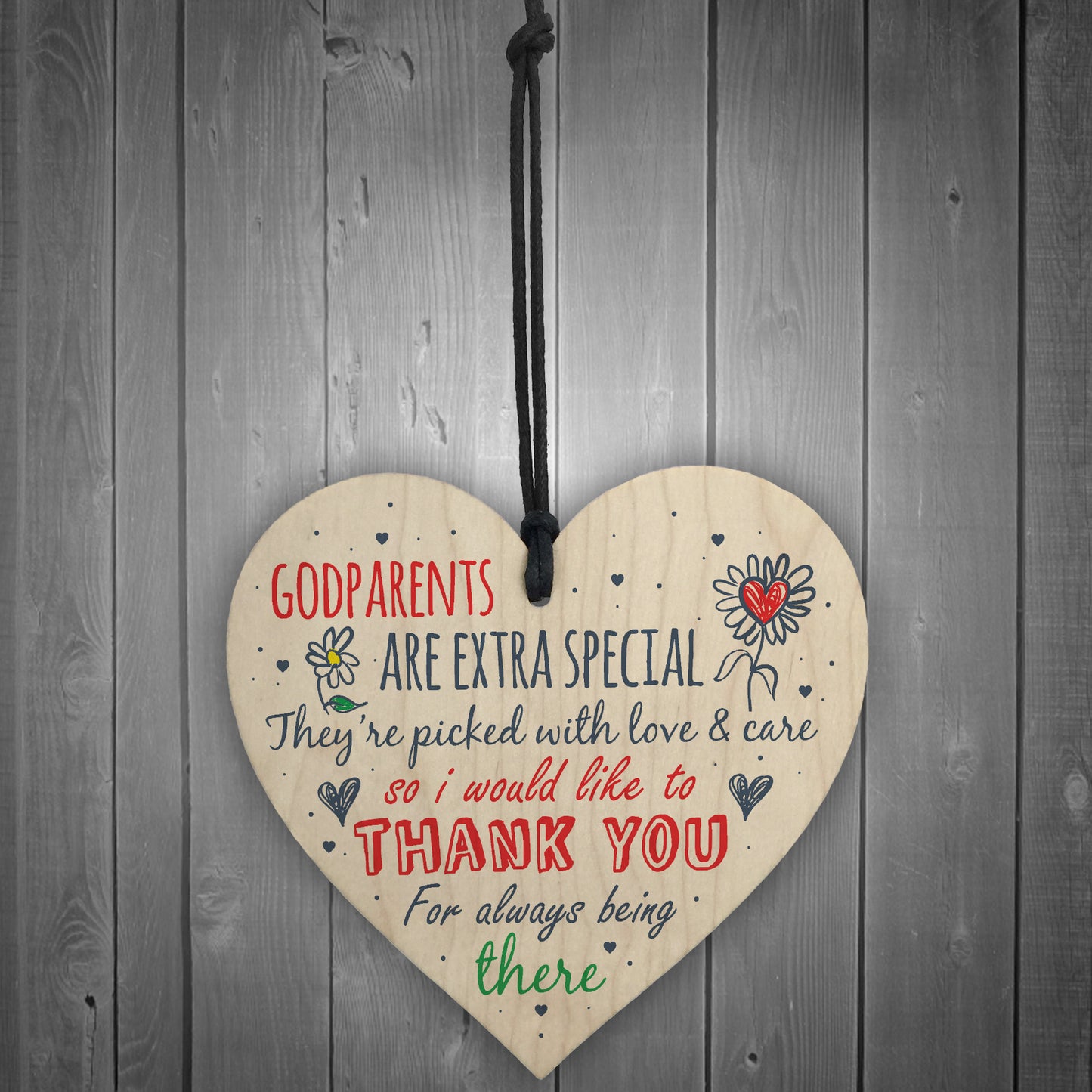 Godparent Godmother Godfather Gift Handmade Wooden Heart Plaque