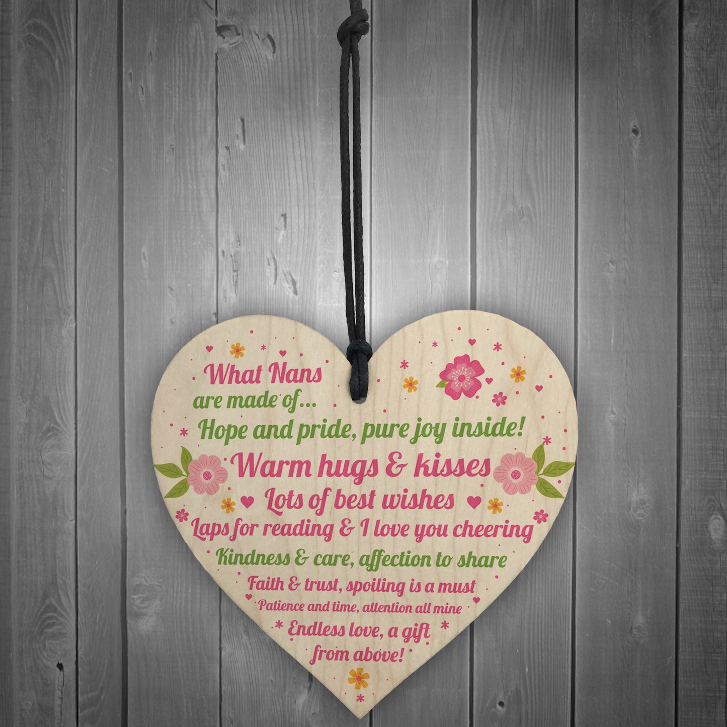 Thank You Gift For Nan Wooden Heart Nan Birthday Christmas Gift