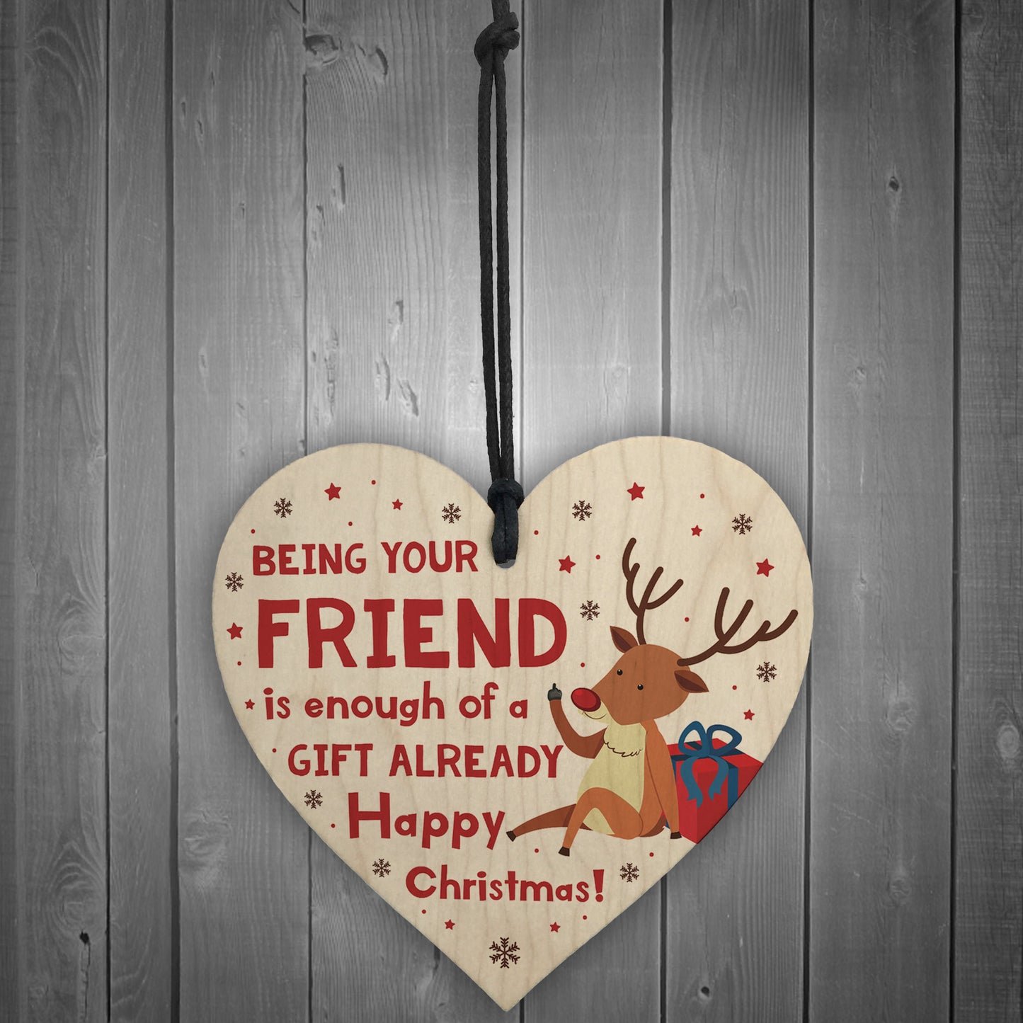 Funny Friendship Christmas Gift Novelty Wood Heart Joke Present