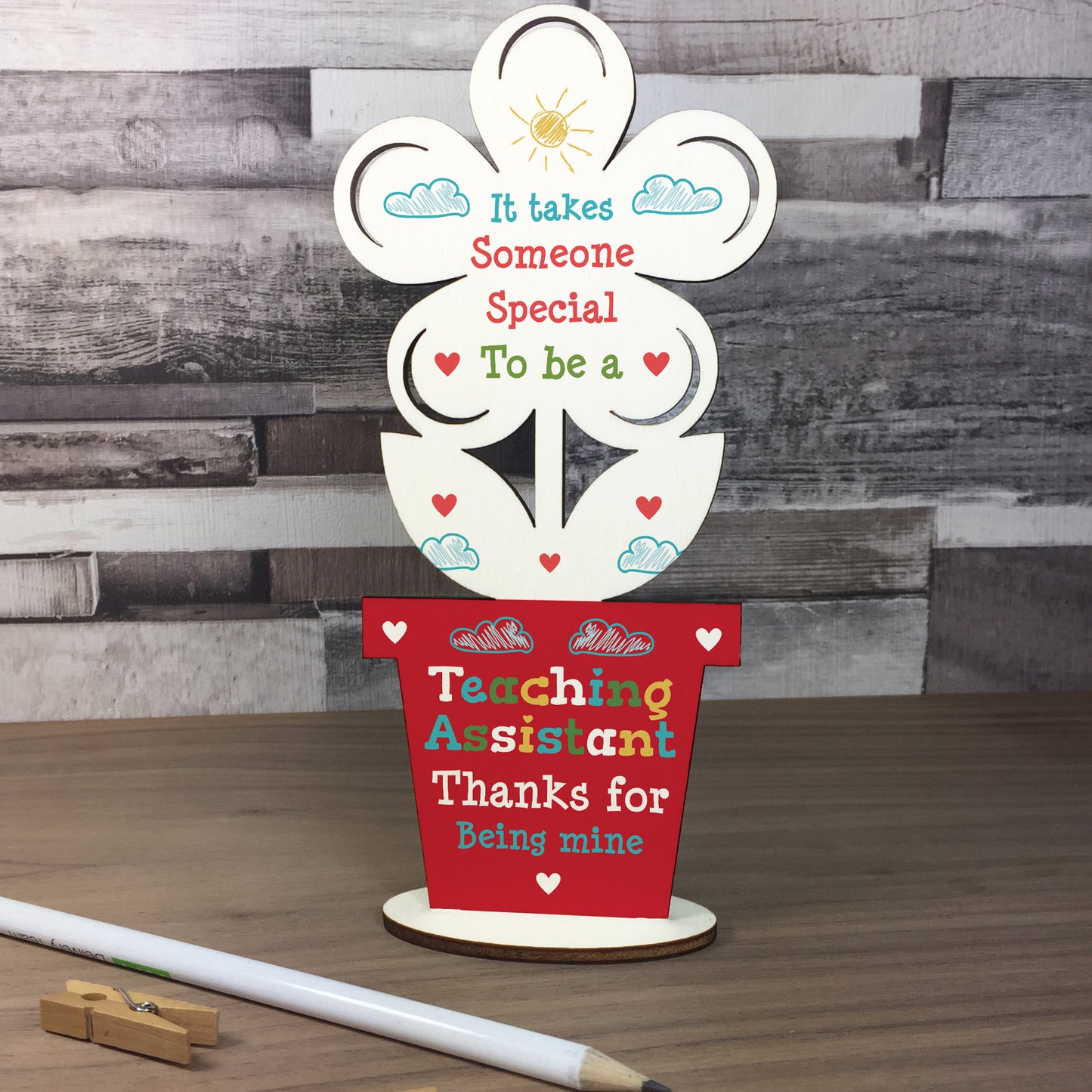 Special Poem For Teaching Assistant Wood Flower Thank You Gift