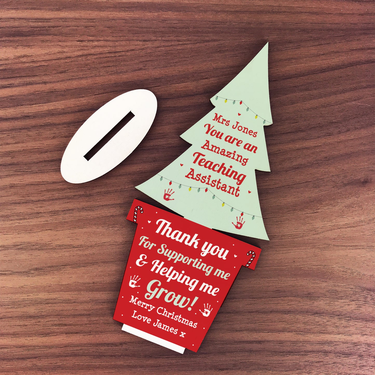 Personalised Teaching Assistant Gift Wood Tree Thank You Gift