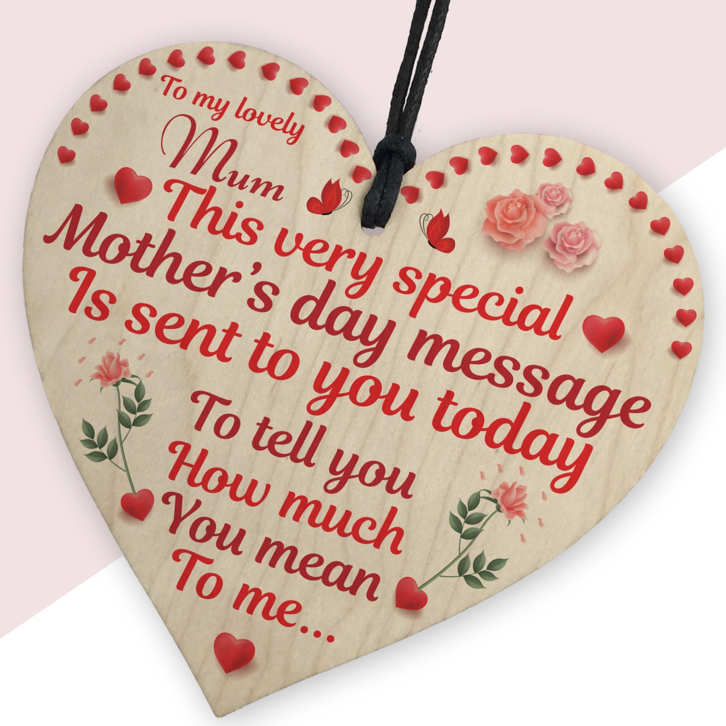 Mothers Day Wooden Heart Gift For Mum Love Message Gift