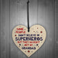 Grandad Birthday Christmas Gift Superhero Theme Wooden Heart