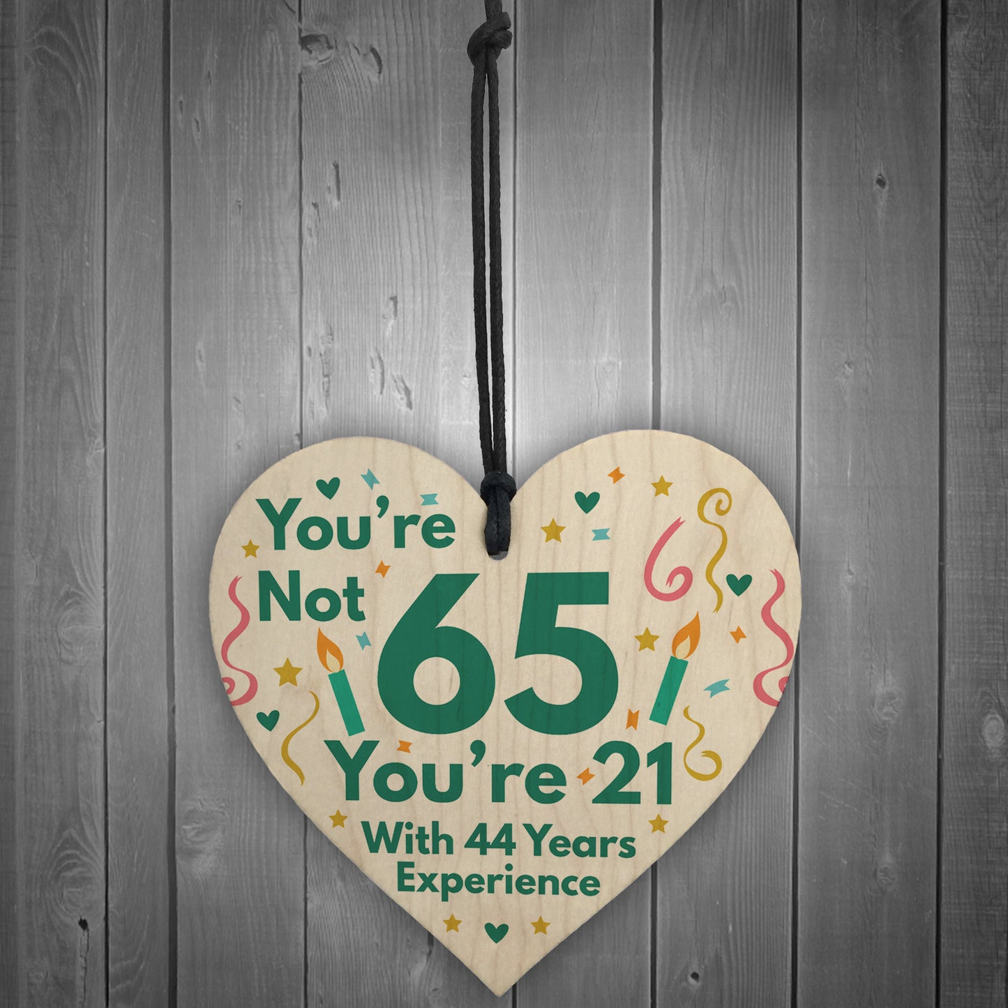 Funny Birthday Gifts Novelty 65th Birthday Gift Wood Heart Card