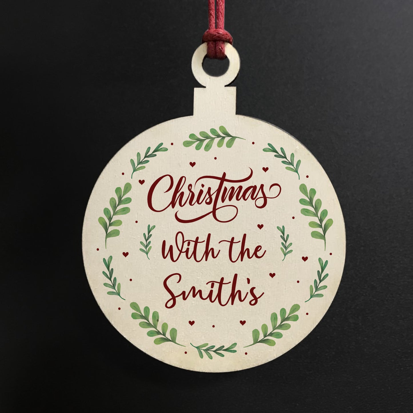 Personalised Wooden Christmas Tree Decoration Family Bauble
