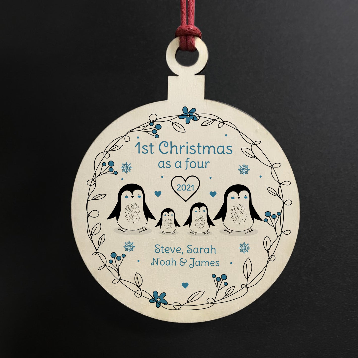Personalised Family Christmas Tree Bauble Christmas As A Four