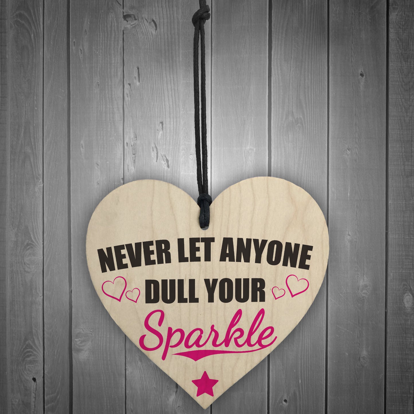 Never Let Anyone Dull Your Sparkle Wooden Hanging Heart