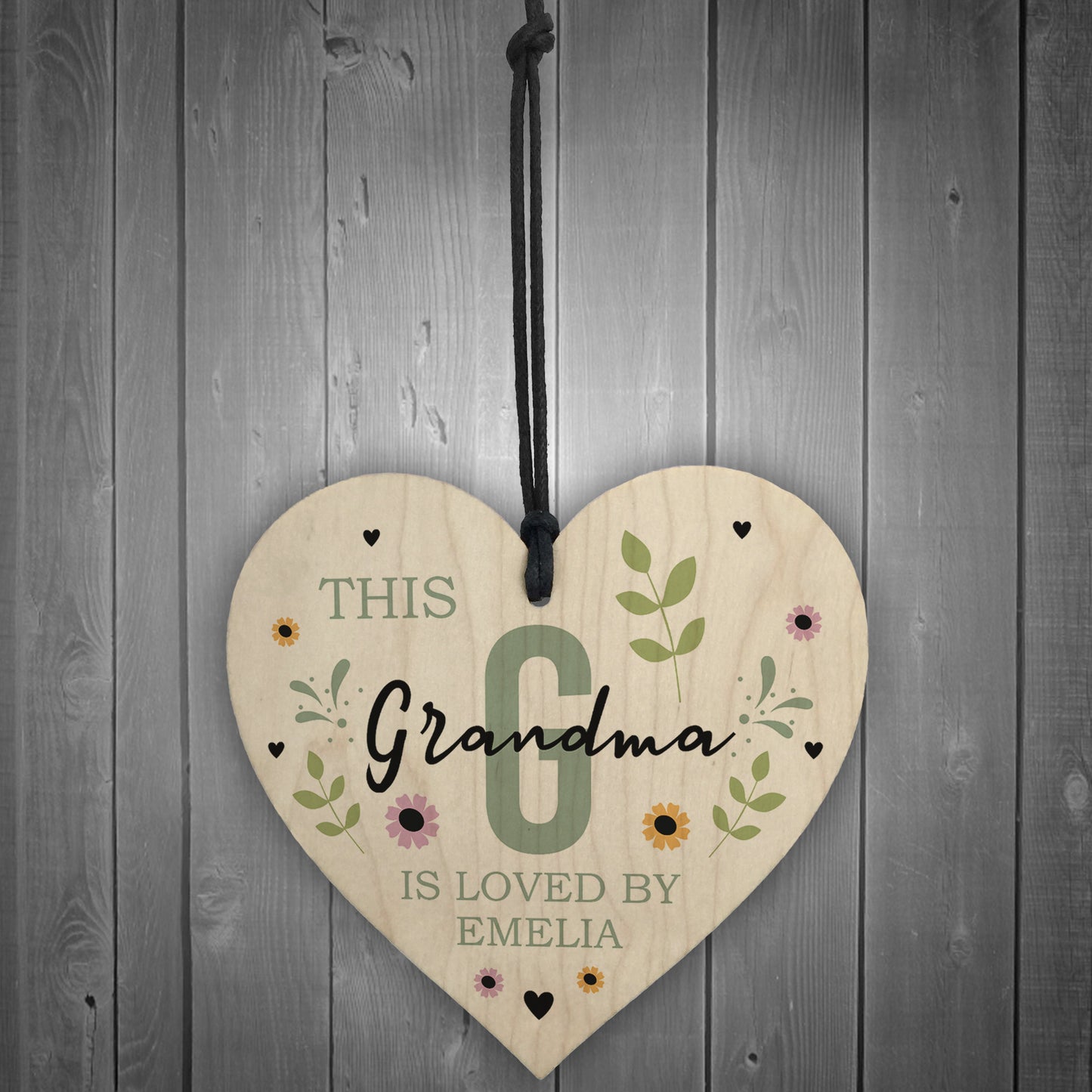 Personalised Mothers Day Birthday Gift For Grandma Wood Heart