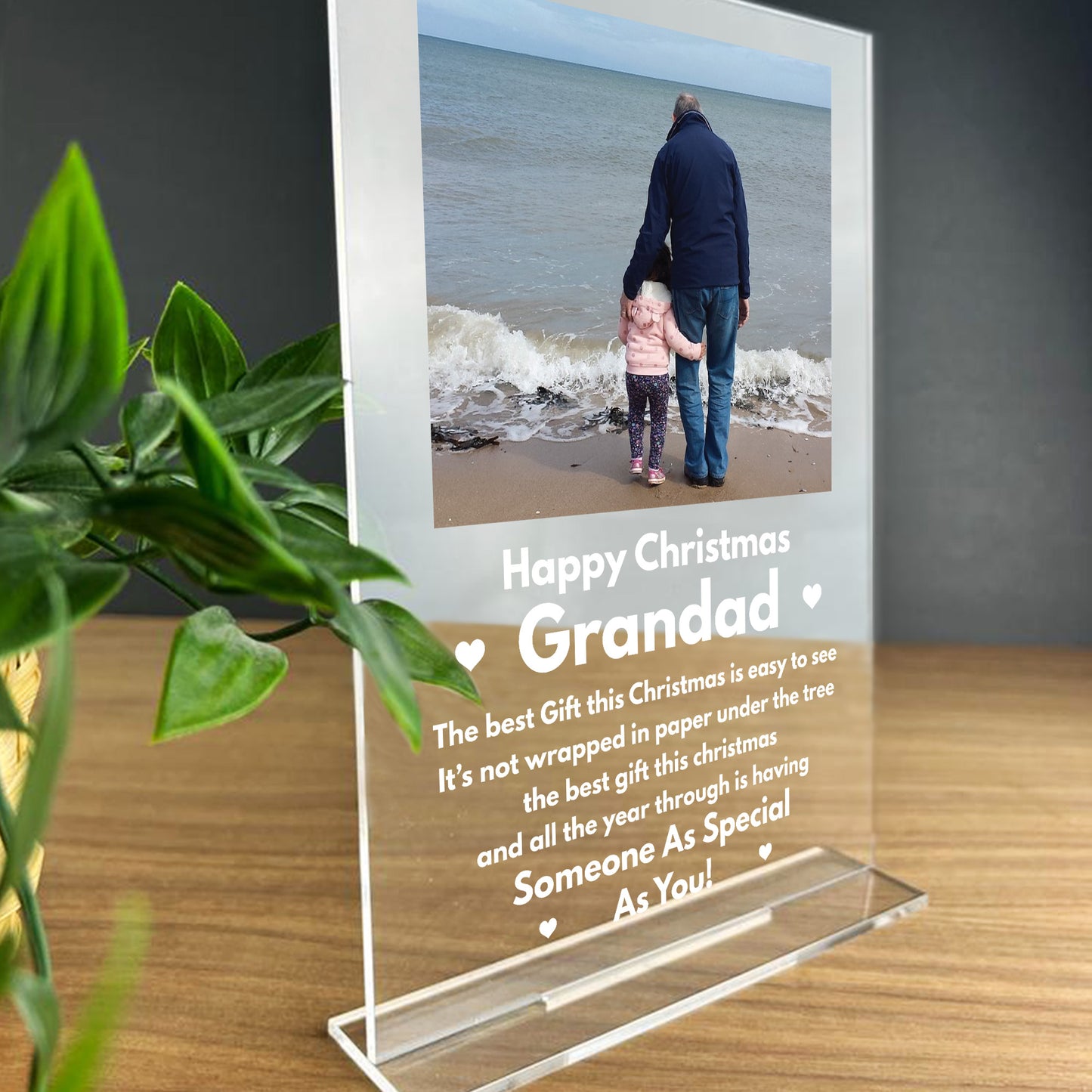 Christmas Gift For Grandad Standing Sign Personalised Photo