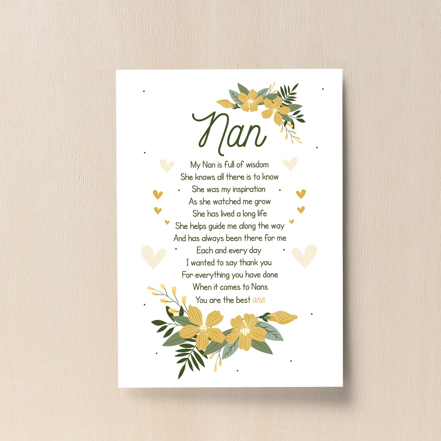 Nan Poem Print Nan Birthday Christmas Gift Framed Print Nan Gift