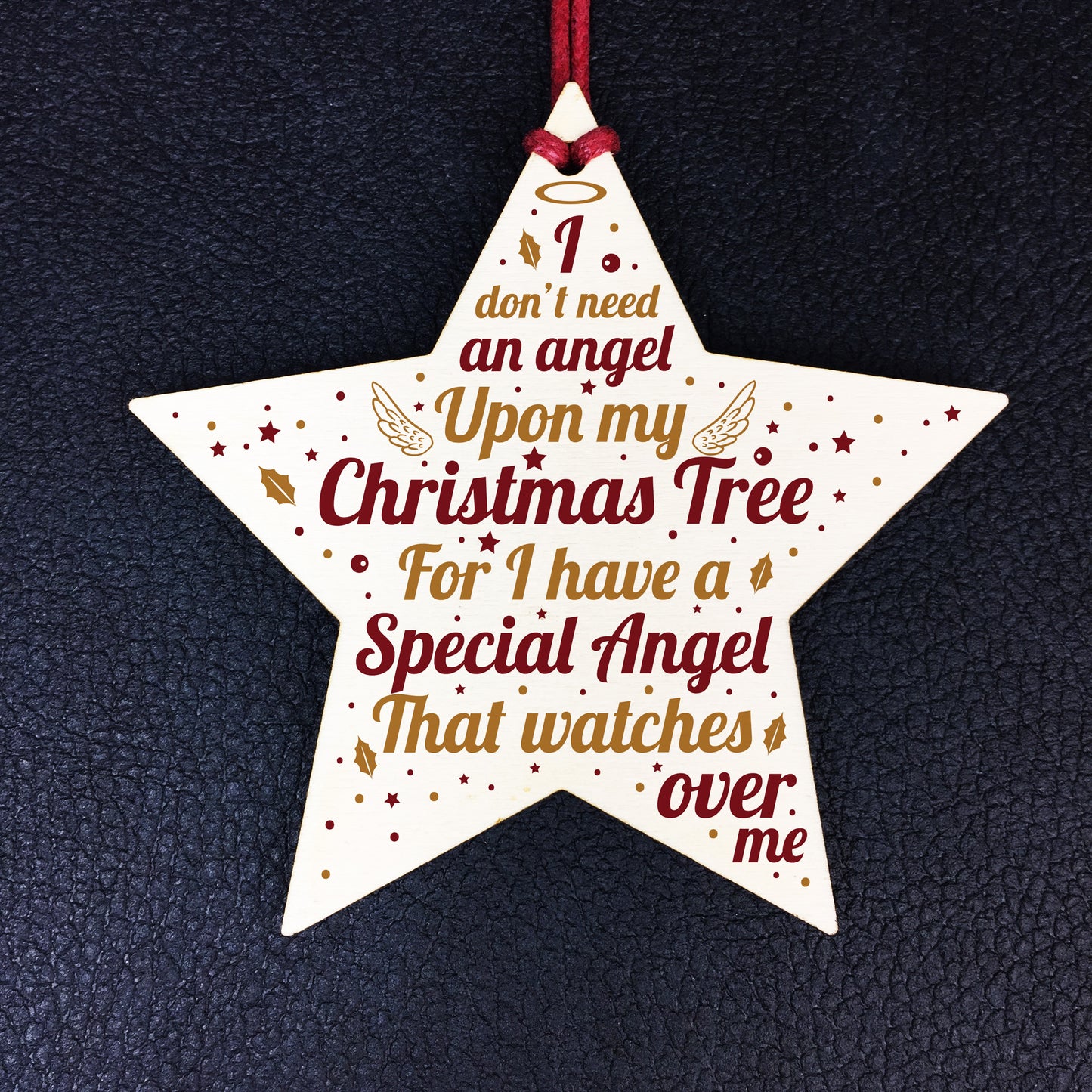 Mum Dad Nan Grandad Memorial Gift Wood Star Christmas Decoration