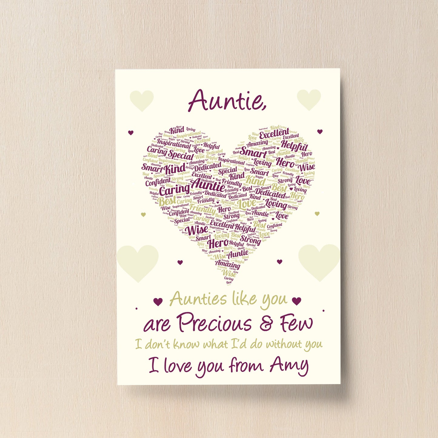Auntie Poem Word Art Print Birthday Xmas Gift From Niece Nephew