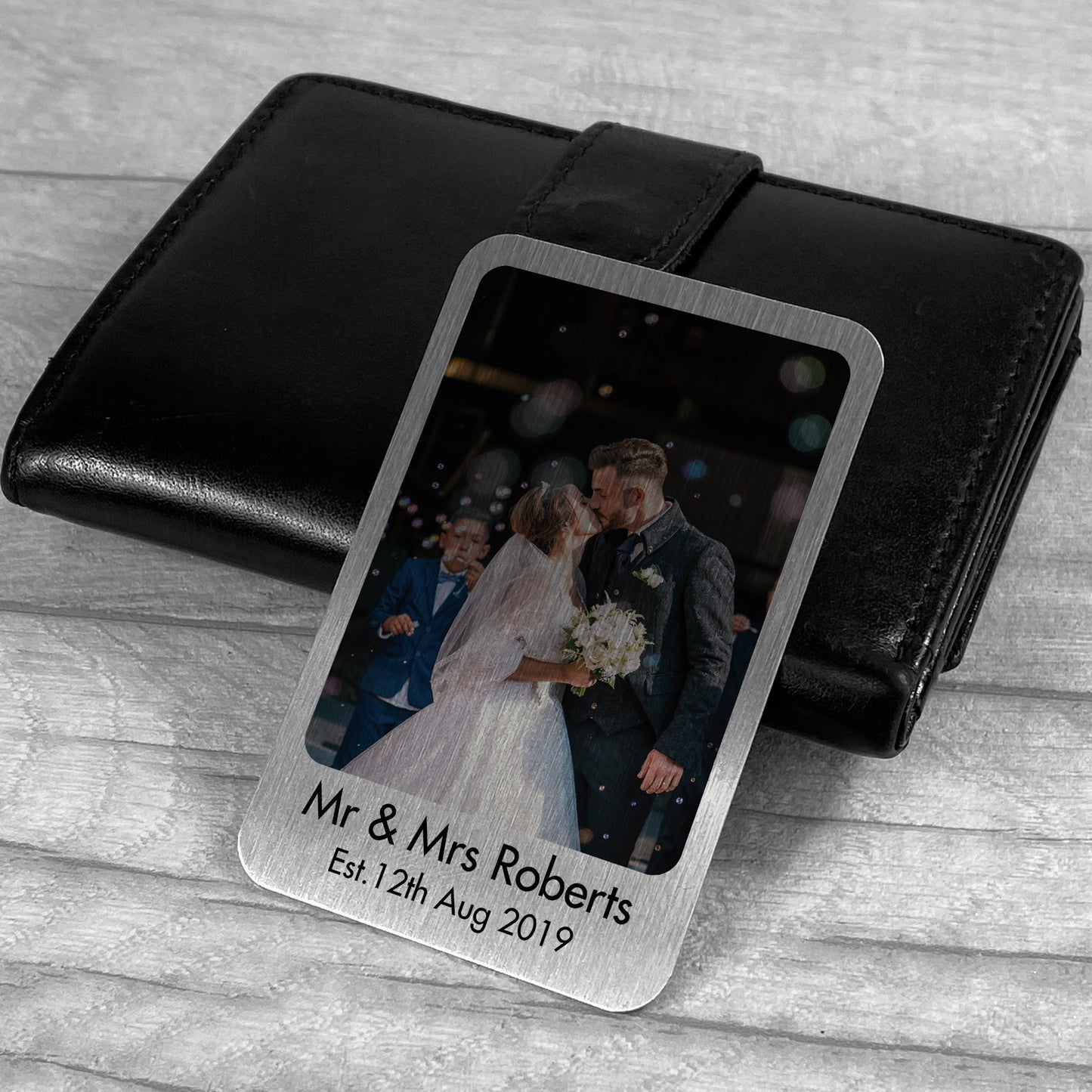 Personalised Anniversary Gift For Husband Wife Metal Wallet Card
