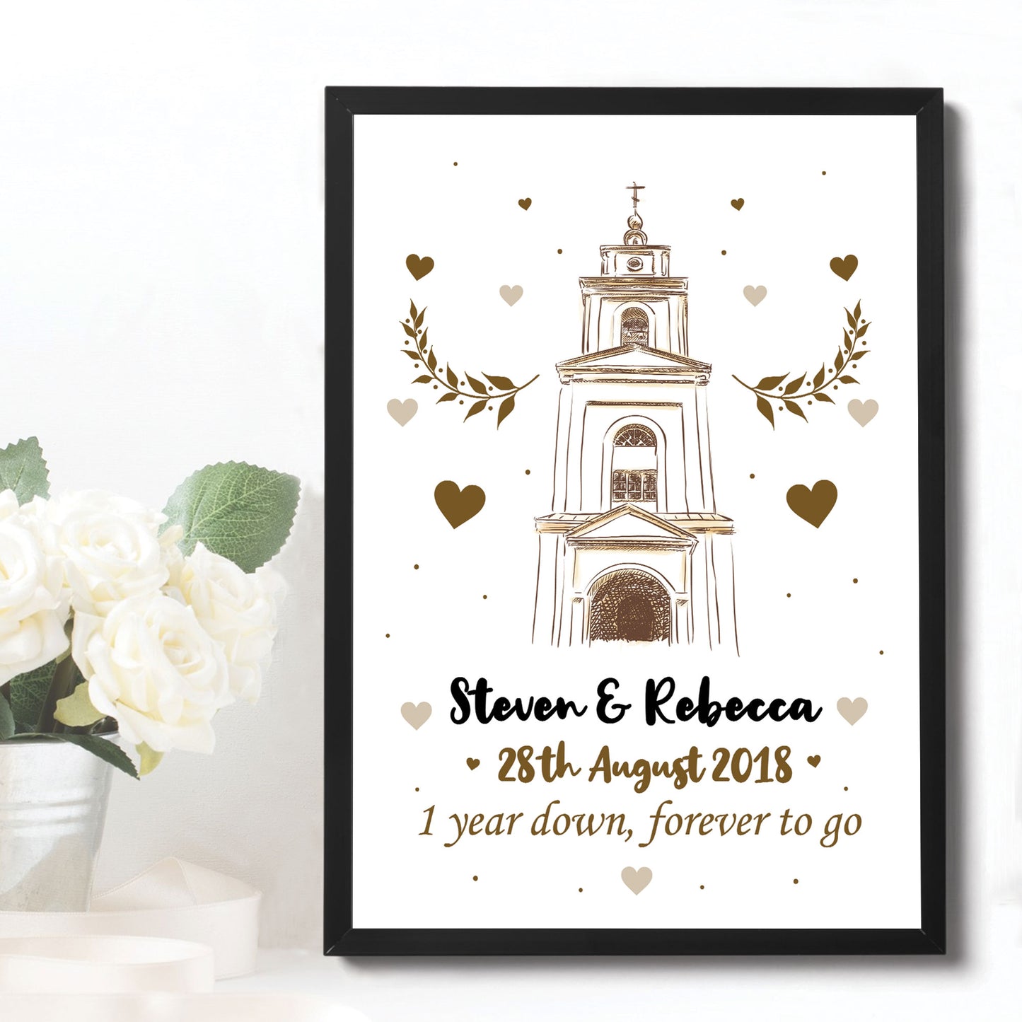 1st 2nd 10th Wedding Anniversary Gift For Husband Wife Framed