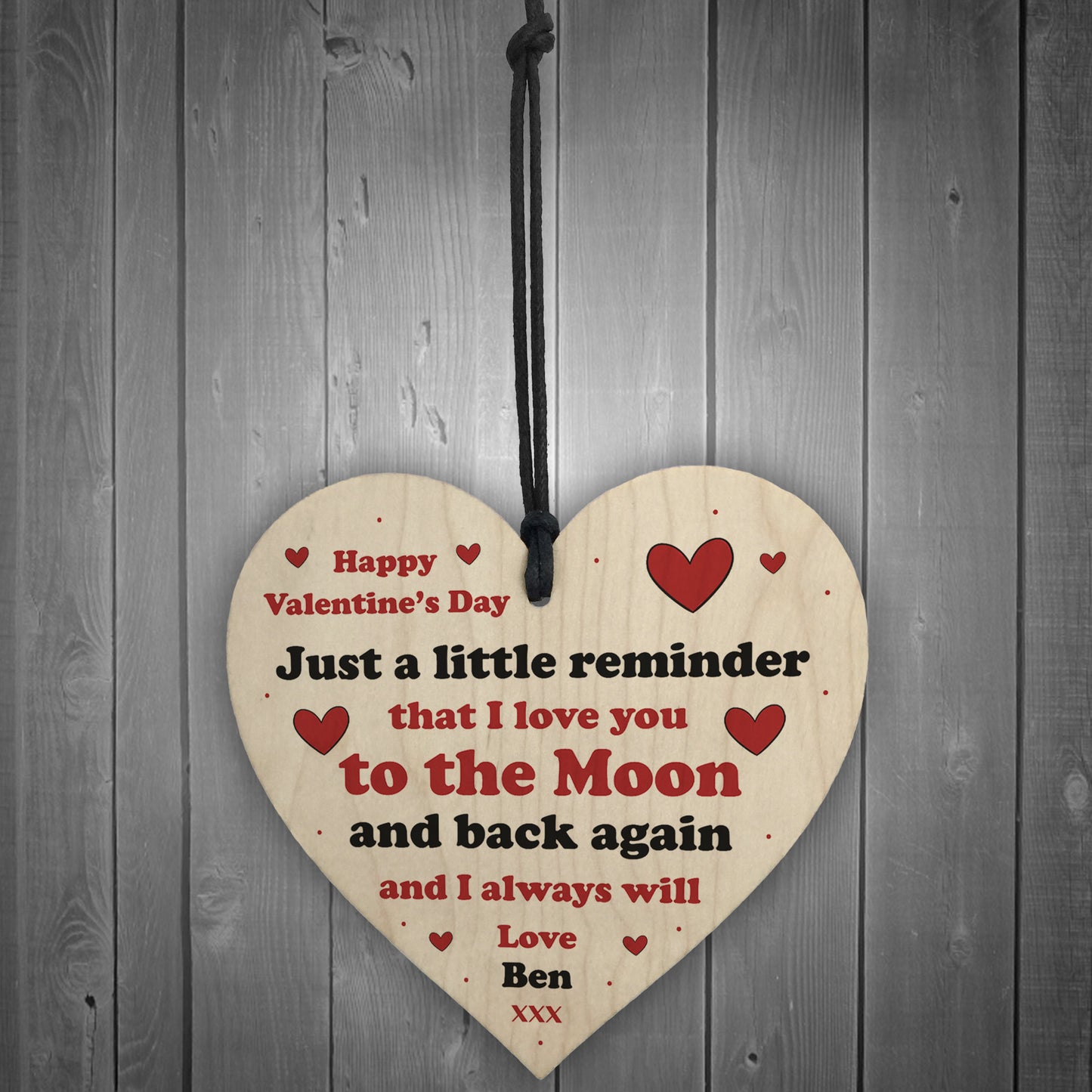 Personalised Valentines Day Gift For Girlfriend Wife Wood Heart