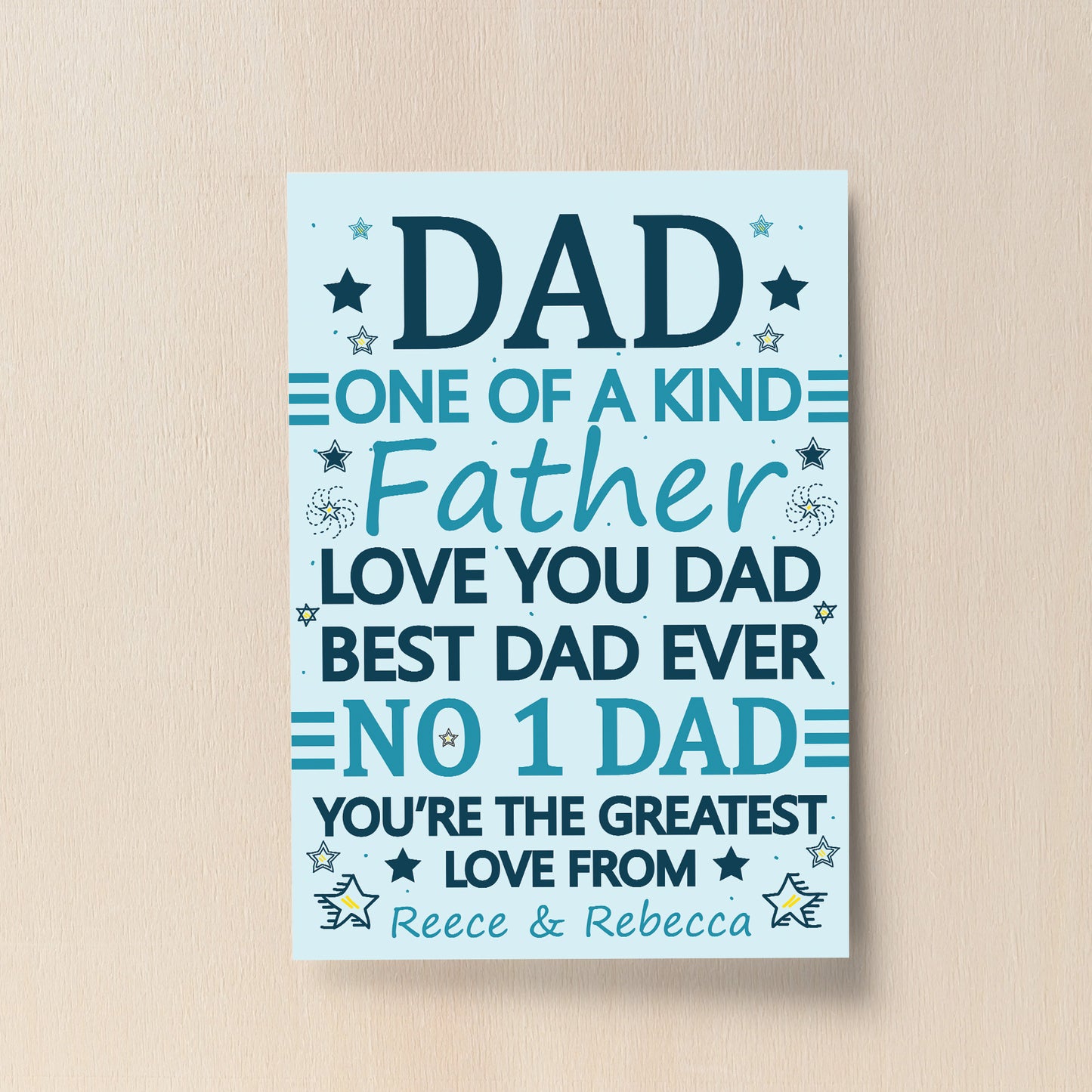 No 1 Dad Gift Dad Birthday Xmas Gift From Daughter Son Print