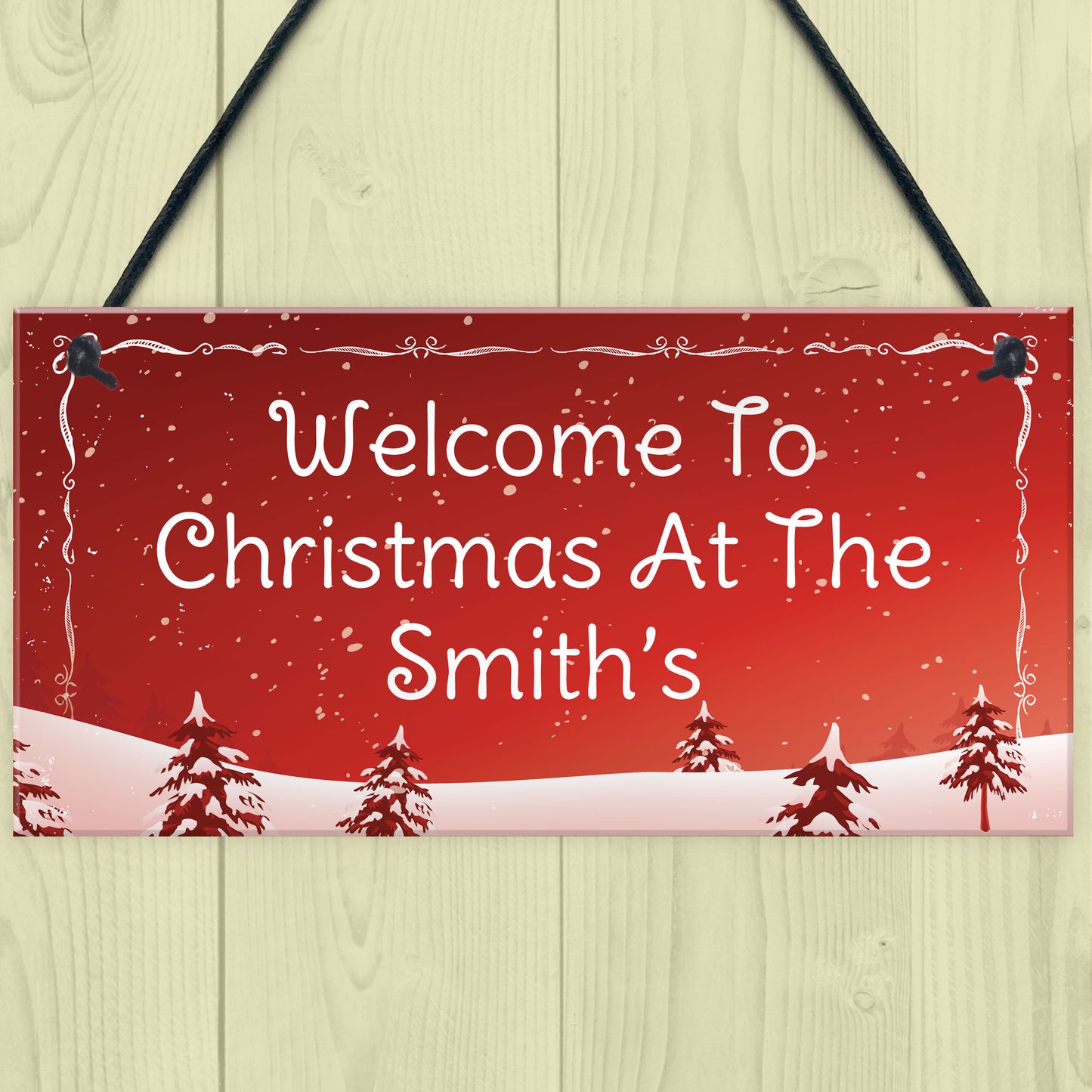 Personalised Hanging Christmas Decoration Welcome Plaque