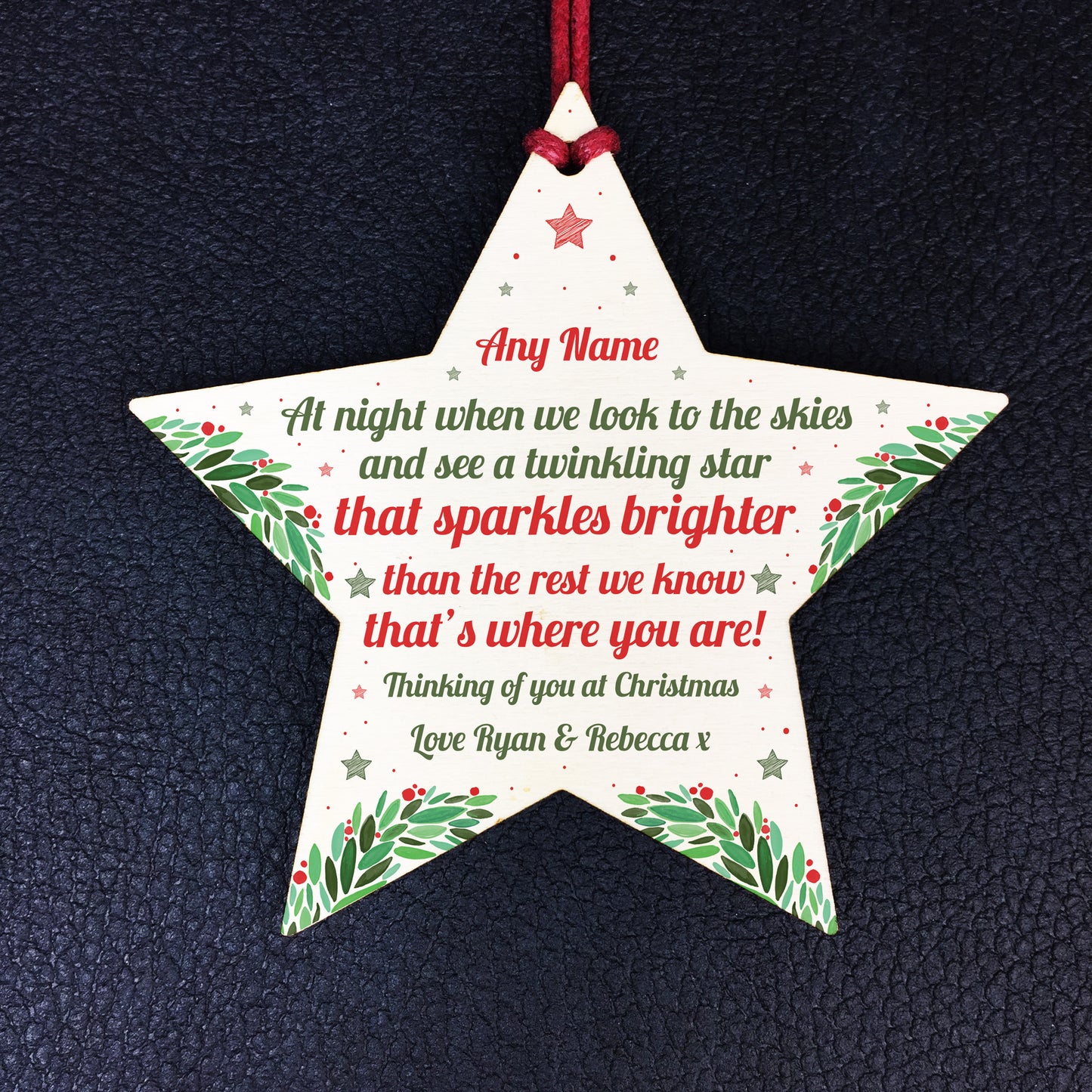 Personalised Christmas Star Tree Bauble Decoration Memorial Gift