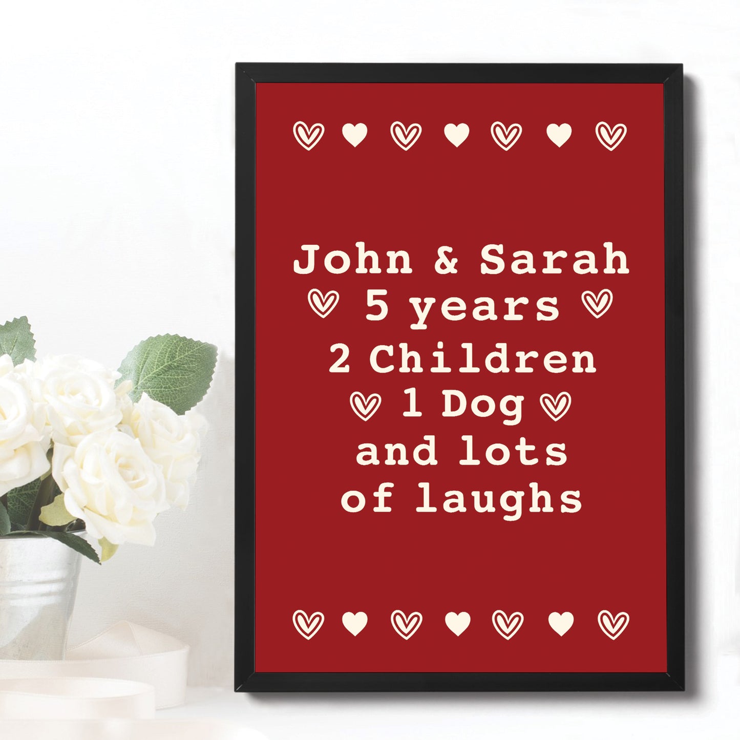Personalised Valentines Anniversary Gift For Him Her Frame Print