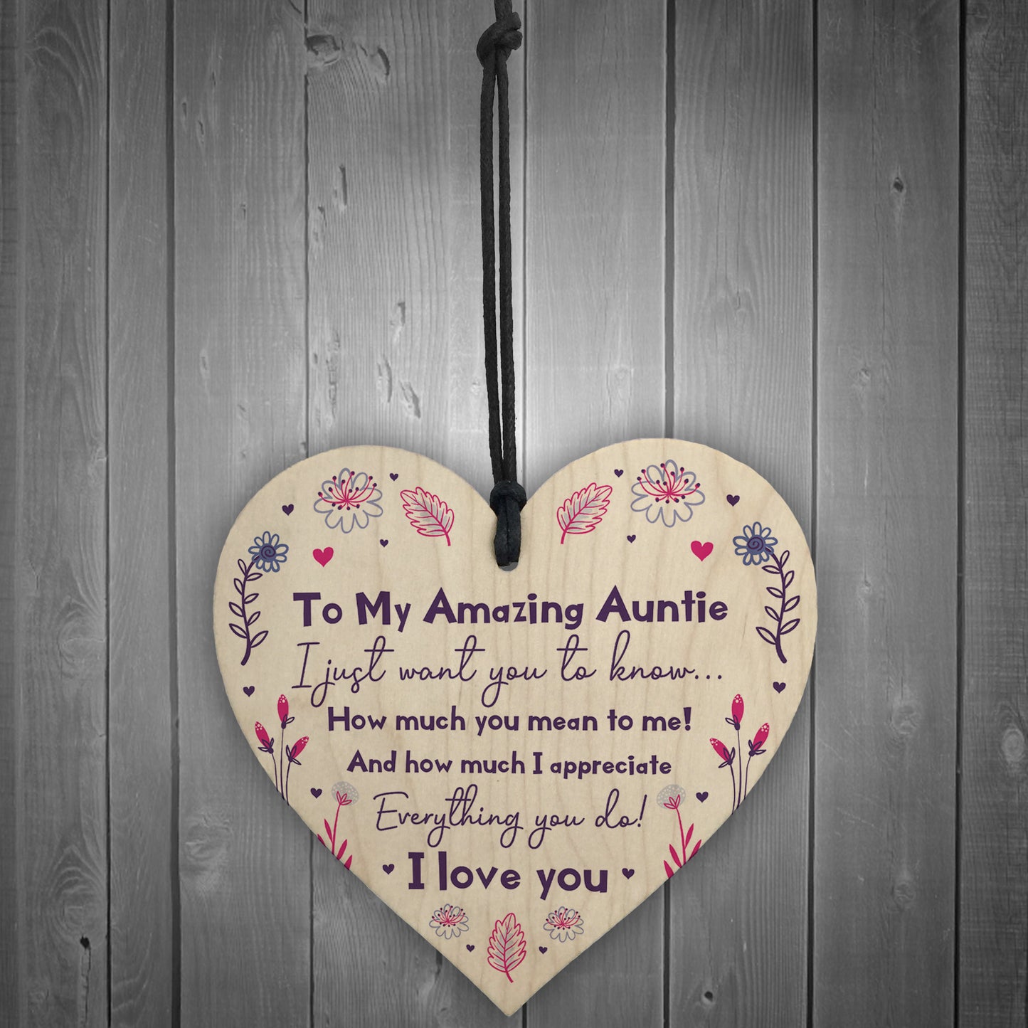 Amazing Auntie Gift For Birthday Mothers Day Wood Heart