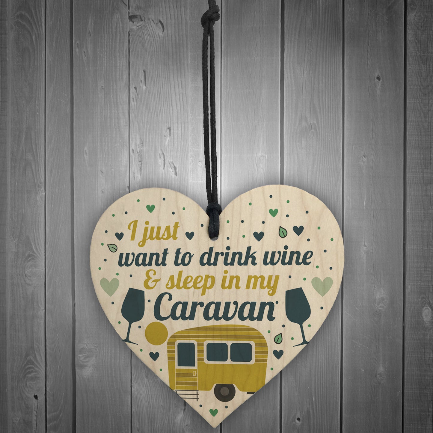 Novelty Caravan Motorhome Gifts Hanging Wooden Heart