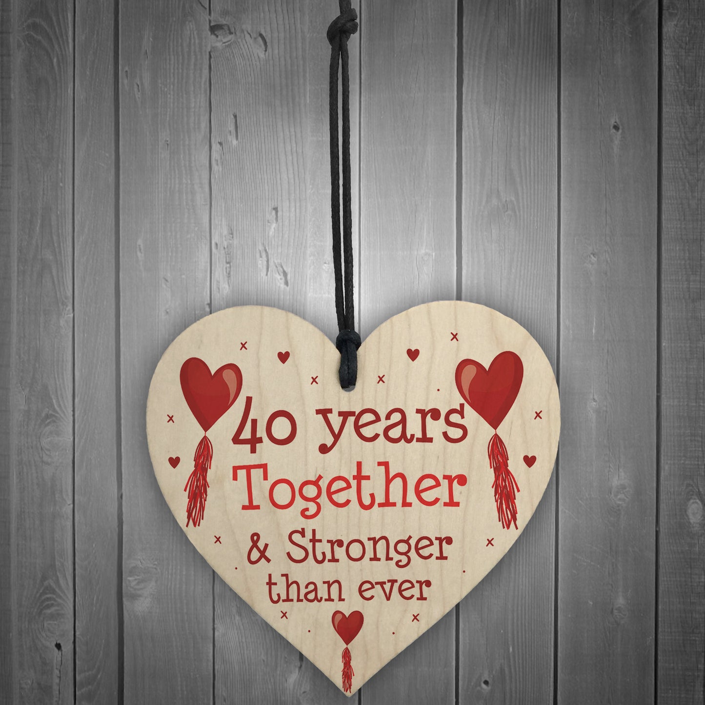 40th Anniversary Gift Wood Heart Perfect Gift For Husband Wife