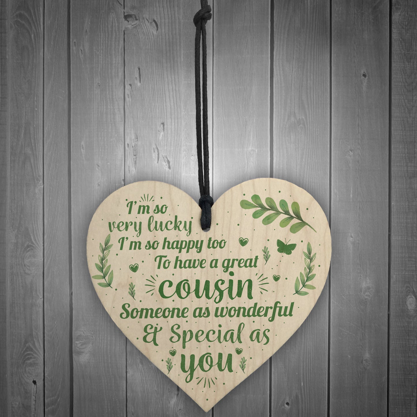 Handmade Special Cousin Gift Wood Heart Plaque Birthday Keepsake