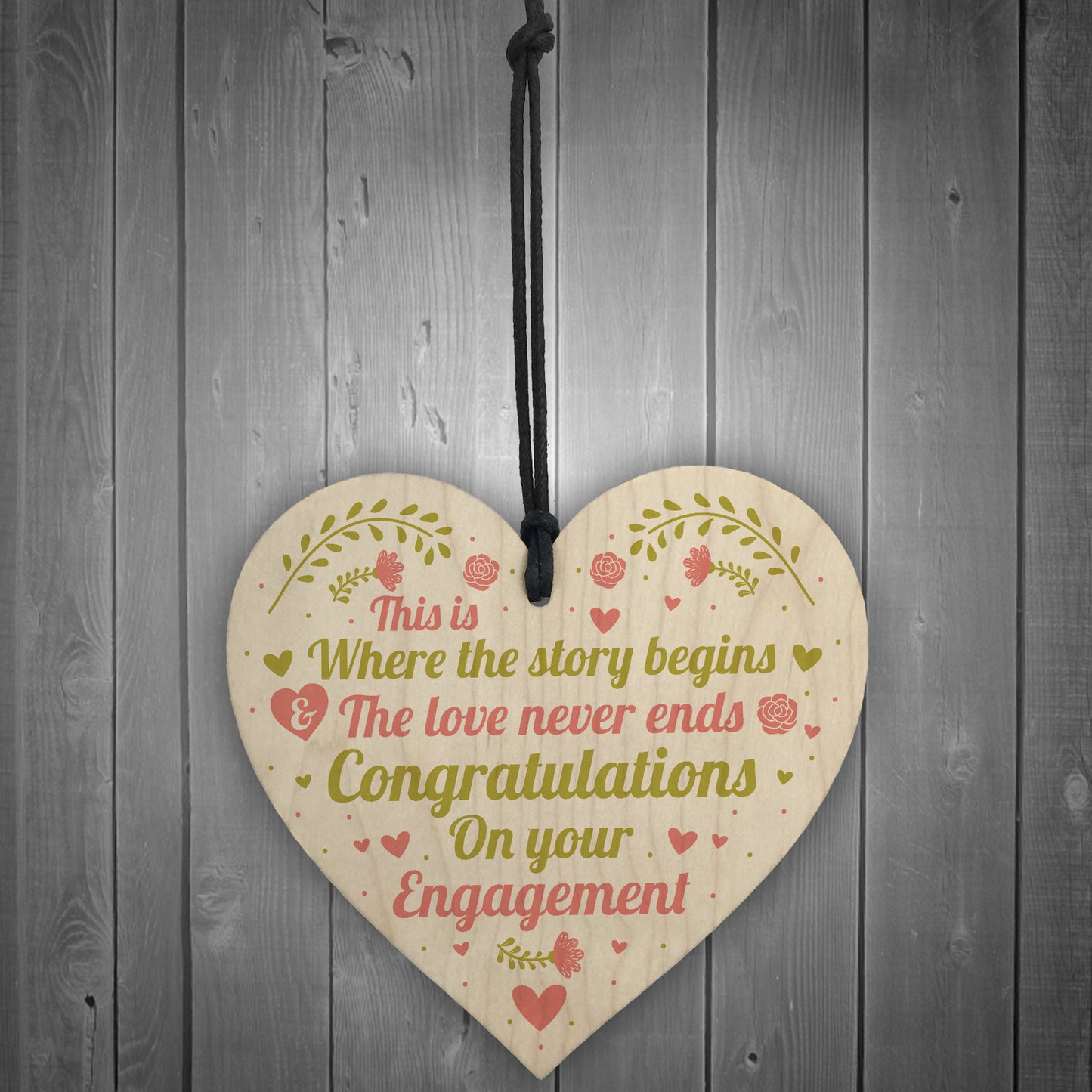 Congratulations On Your Engagement Wedding Gift Wood Heart Sign