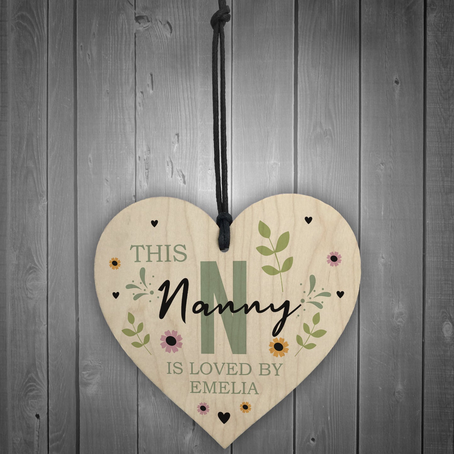 Personalised Mothers Day Birthday Gift For Nanny Wood Heart