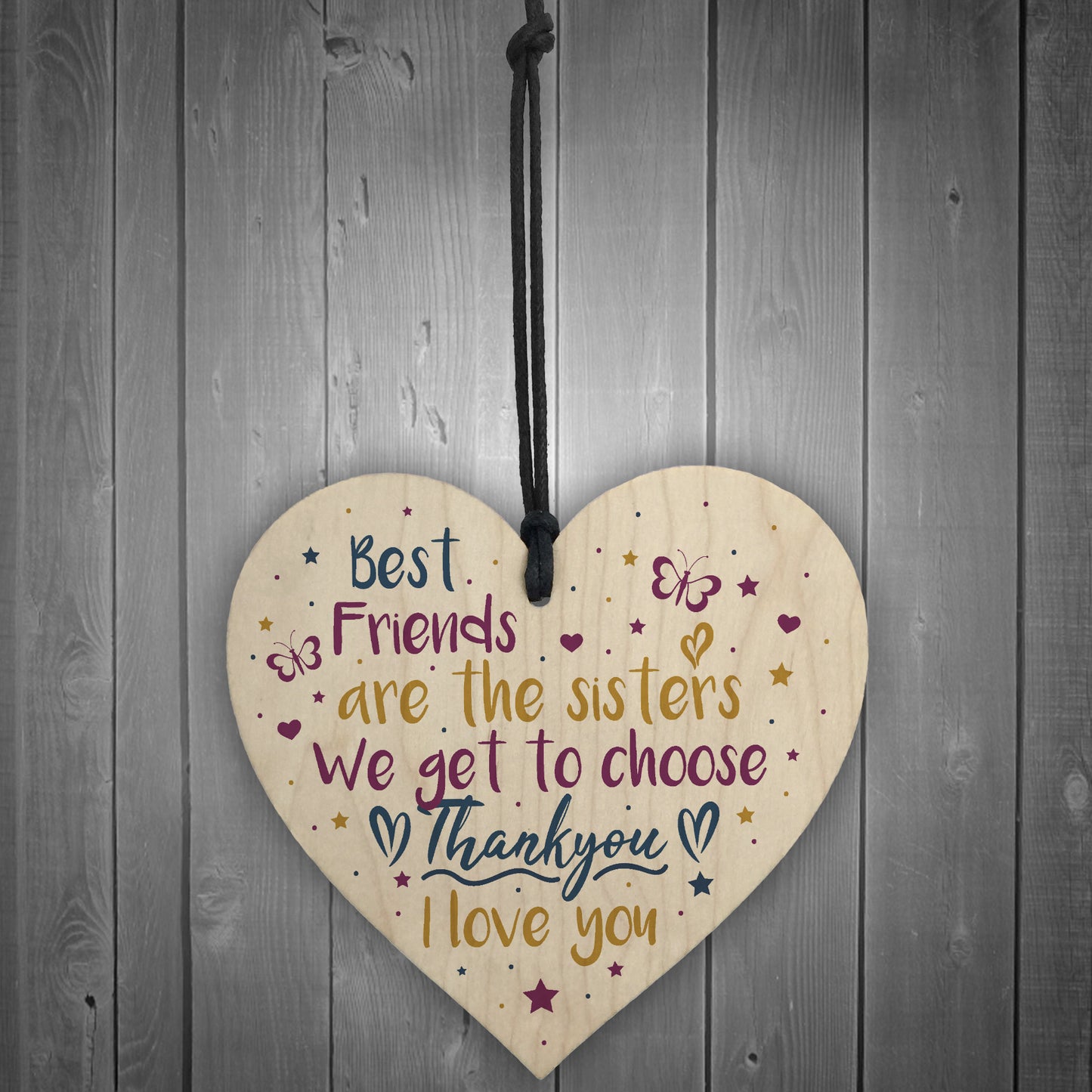 Best Friend Sister Friendship Gifts Wooden Heart Birthday Plaque