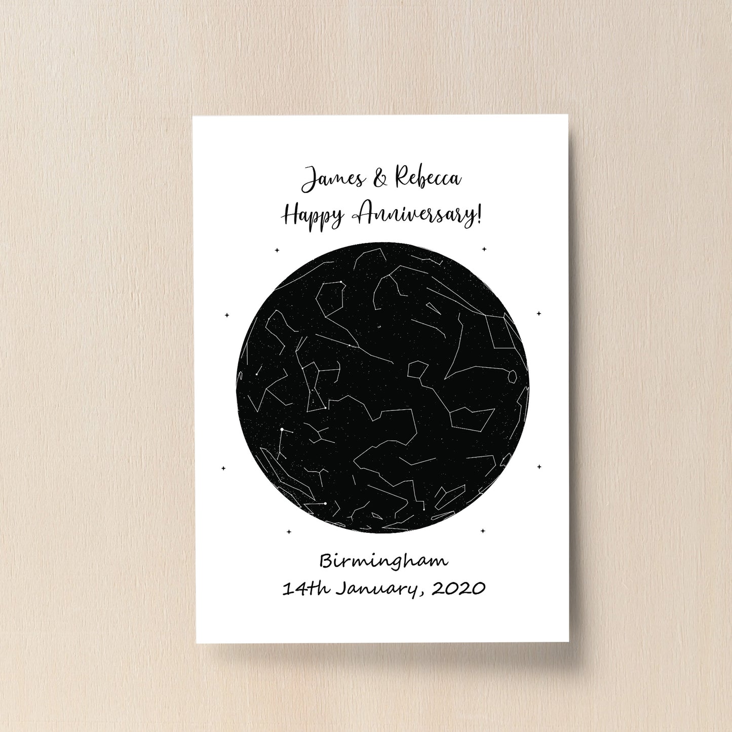 Anniversary Gift For Husband Wife Personalised Star Print Gift