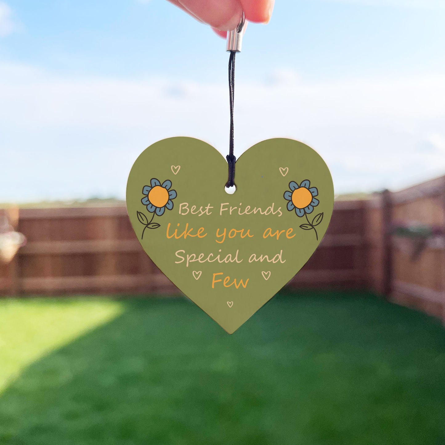 BEST FRIEND KEYRING Wood Heart Friendship Gifts For Him Her