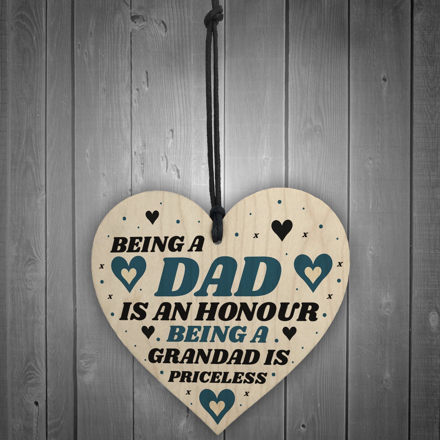 Gift For Dad Grandad Wood Heart Birthday Christmas Gift Thankyou