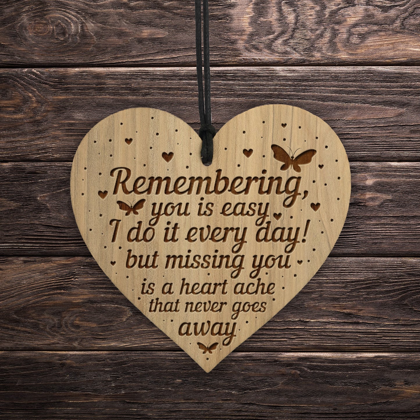 Hanging Memorial Wall Plaque Engraved Heart Mum Dad Nan Grandad
