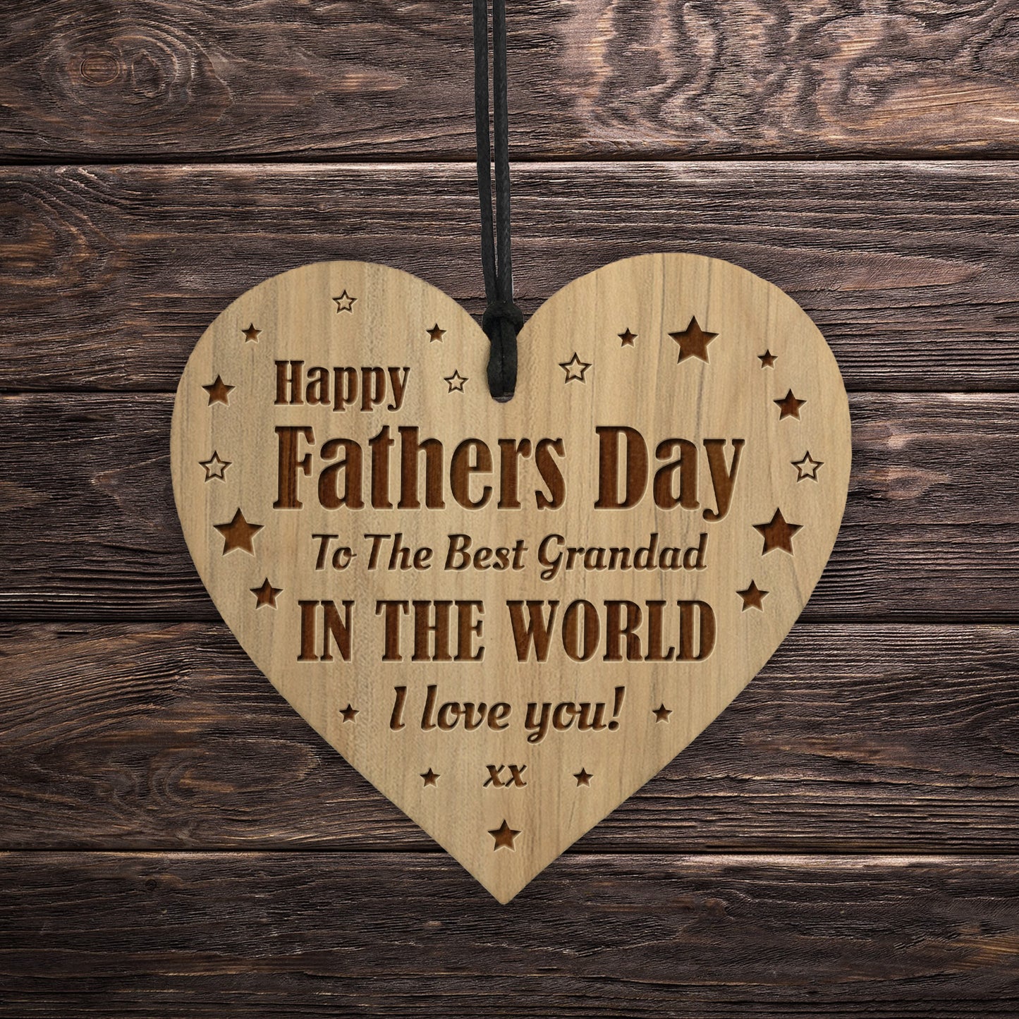 Happy Fathers Day Gift For Grandad Engraved Heart Sign Gift