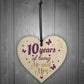 10 Year Anniversary Gift Wood Heart Sign Mr And Mrs 10th Plaque