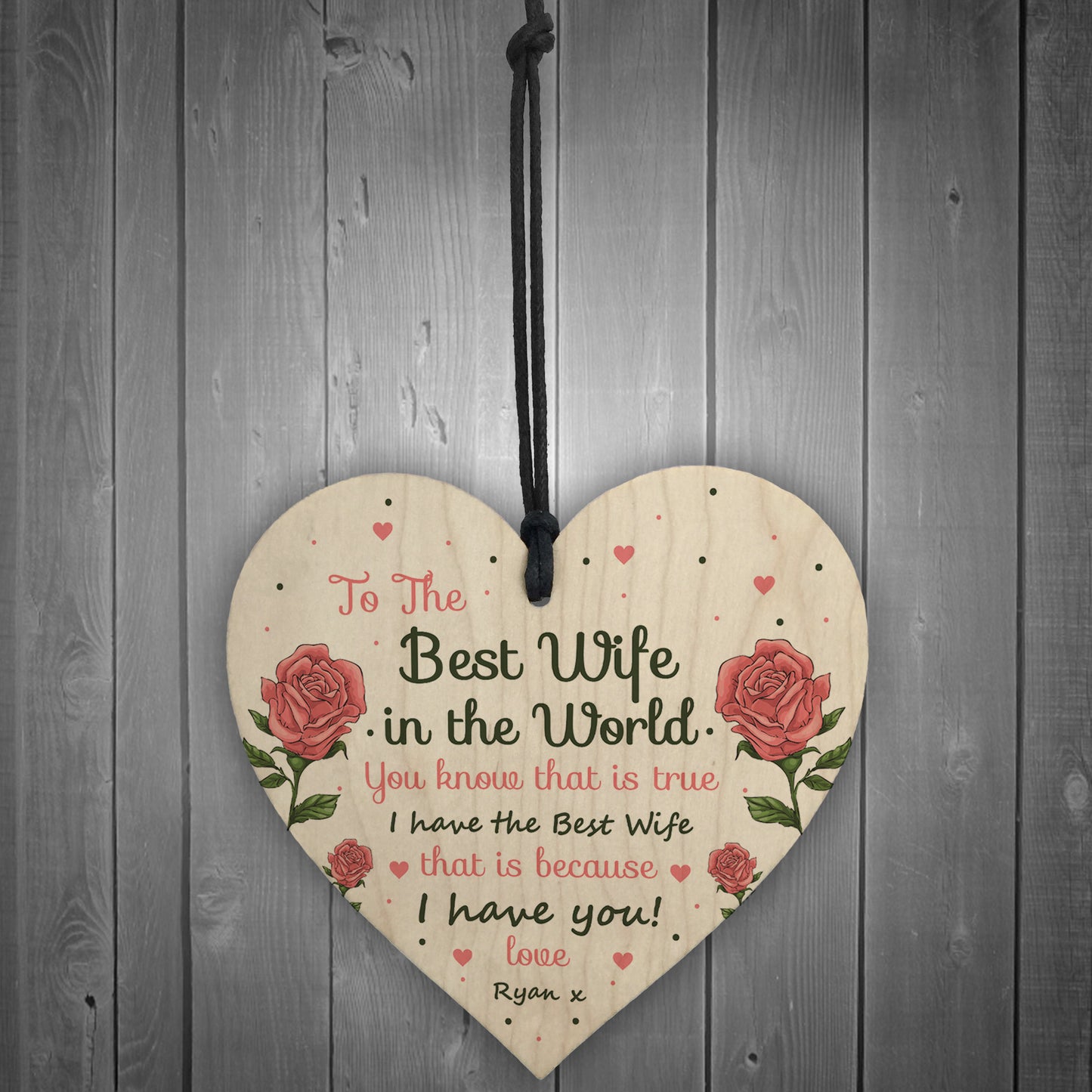 Best Wife Gift Wooden Heart Wife Birthday Christmas Anniversary