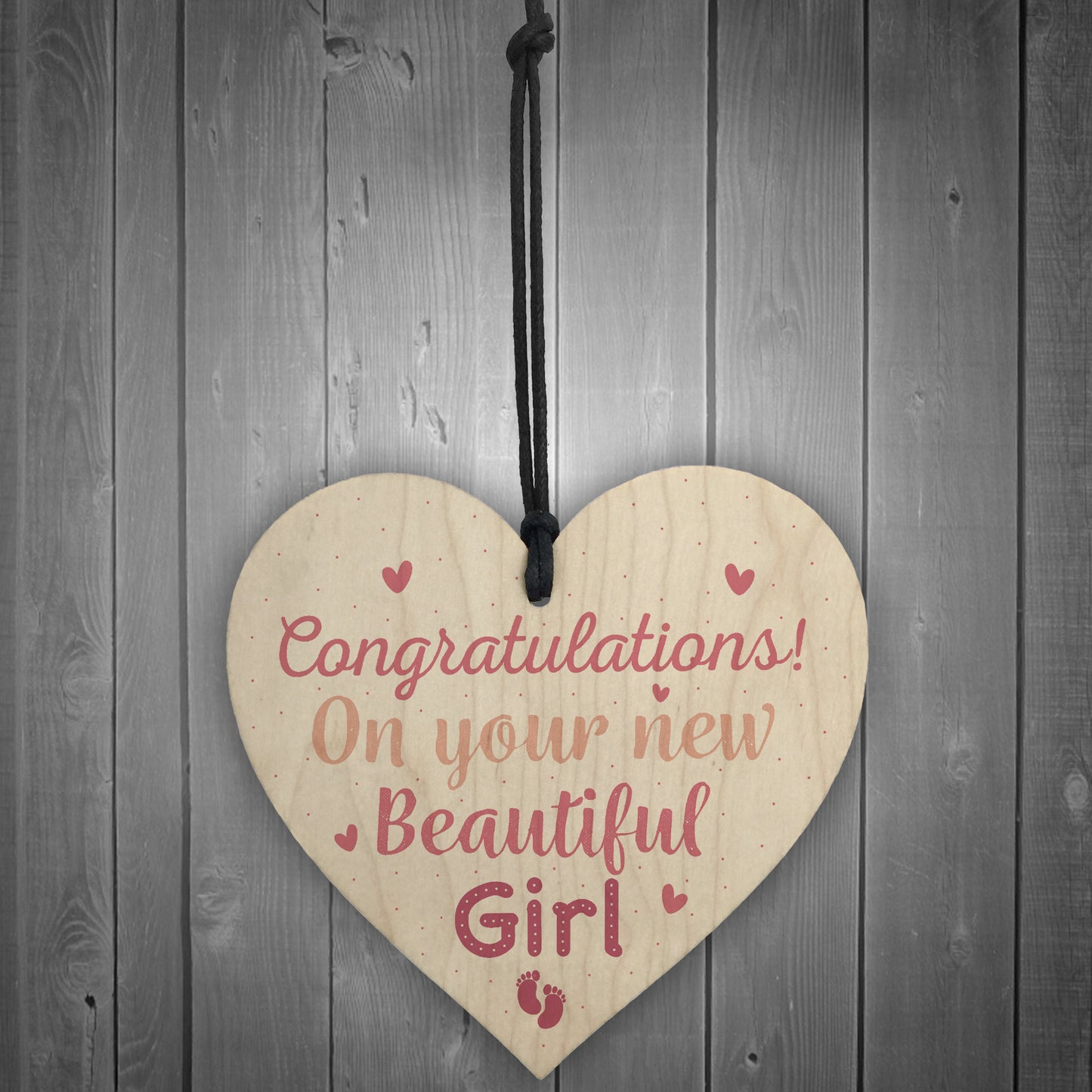 Newborn Baby Girl Gift Present Christening Keepsake Wood Heart