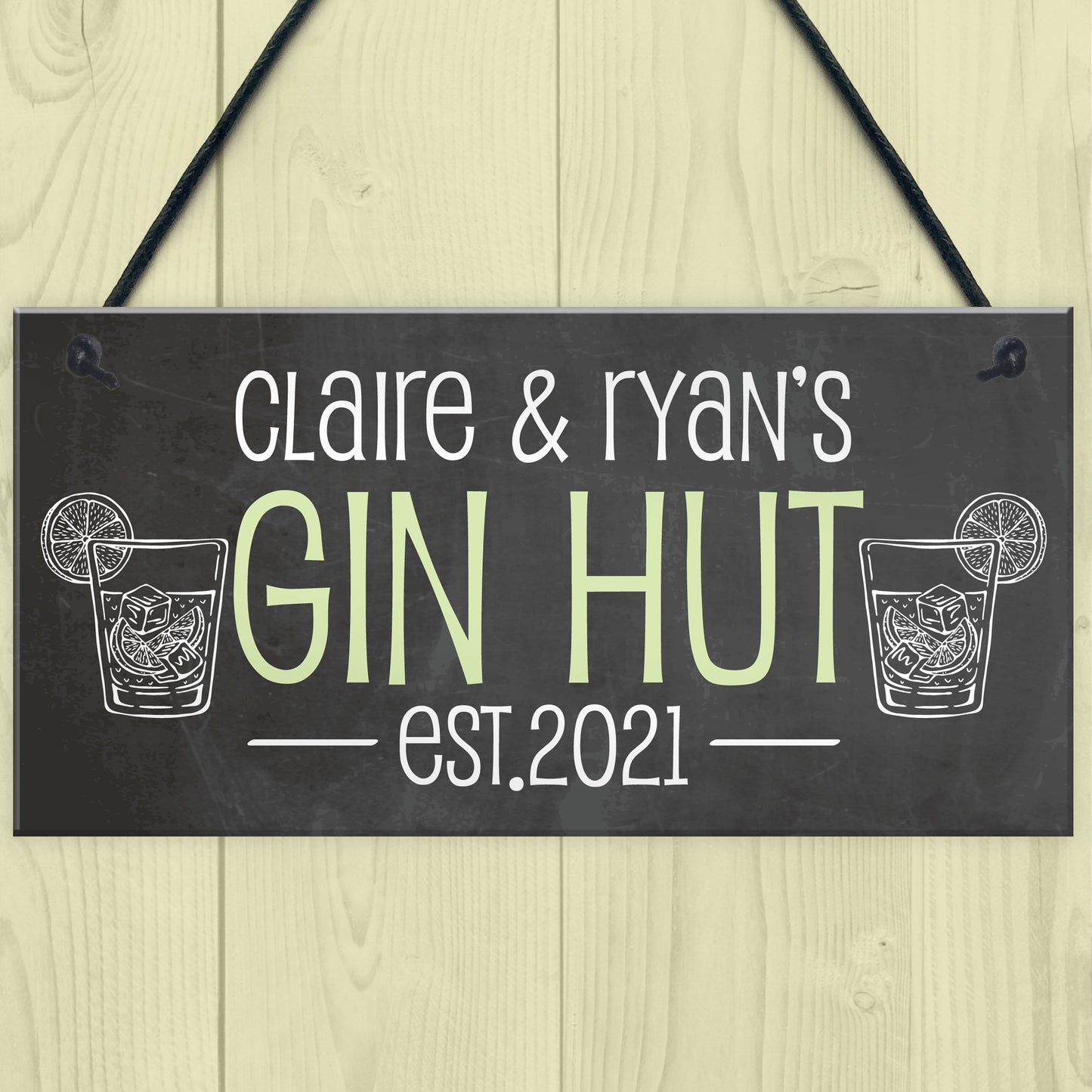 GIN HUT Personalised Decor Sign For Home Bar Garden Bar