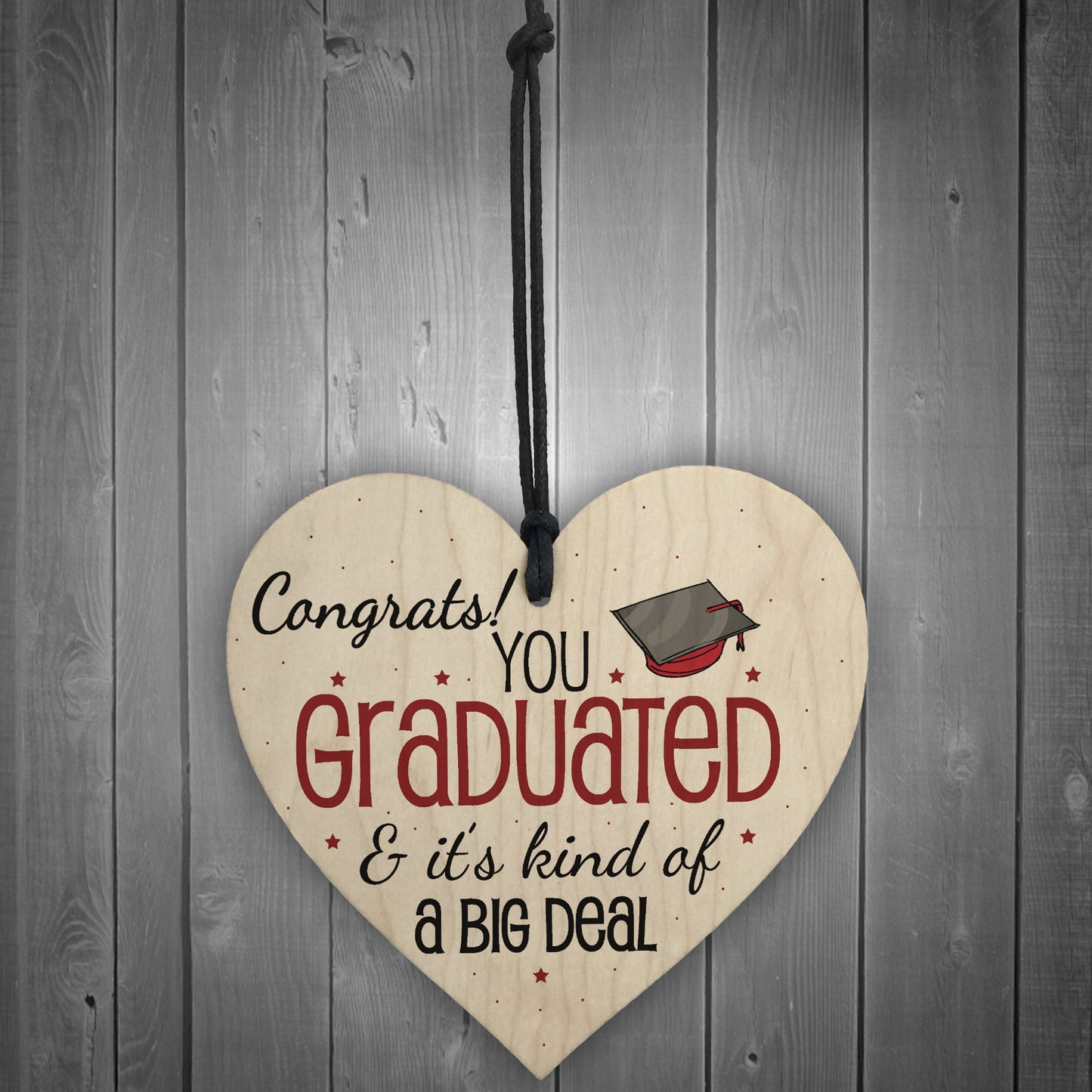 Big Deal Graduation Wooden Heart Keepsake Gift Congratulations
