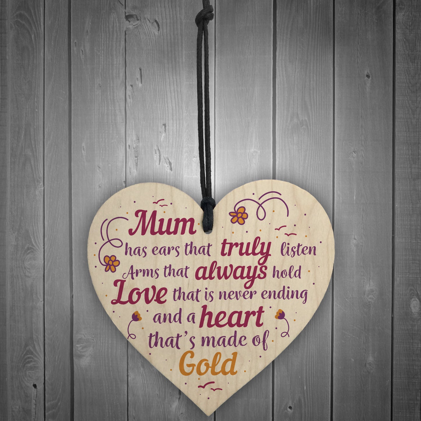 Mum Mummy Mother Christmas Gift From Daughter Son Wood Heart