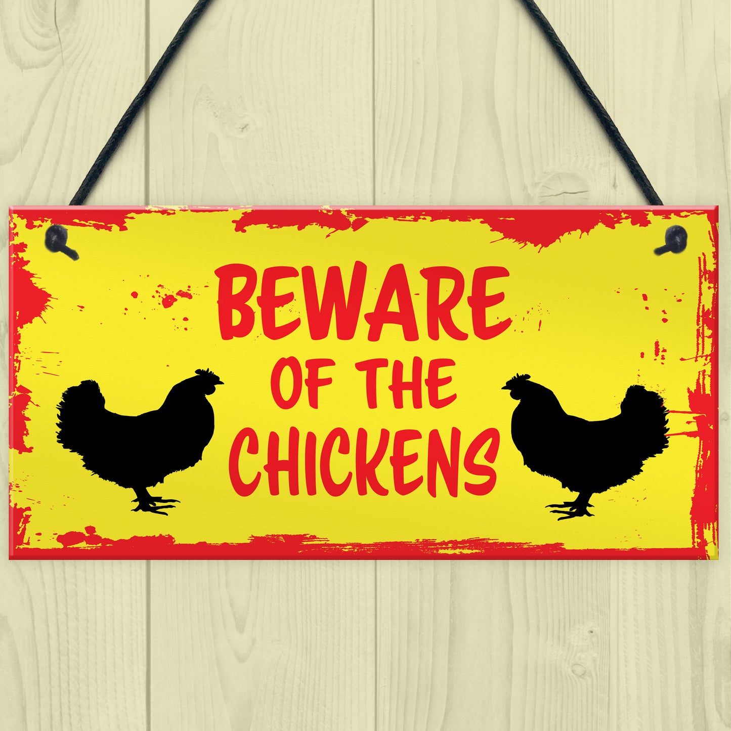 BEWARE OF THE CHICKENS Hanging Plaque Chicken Coop Sign Gift
