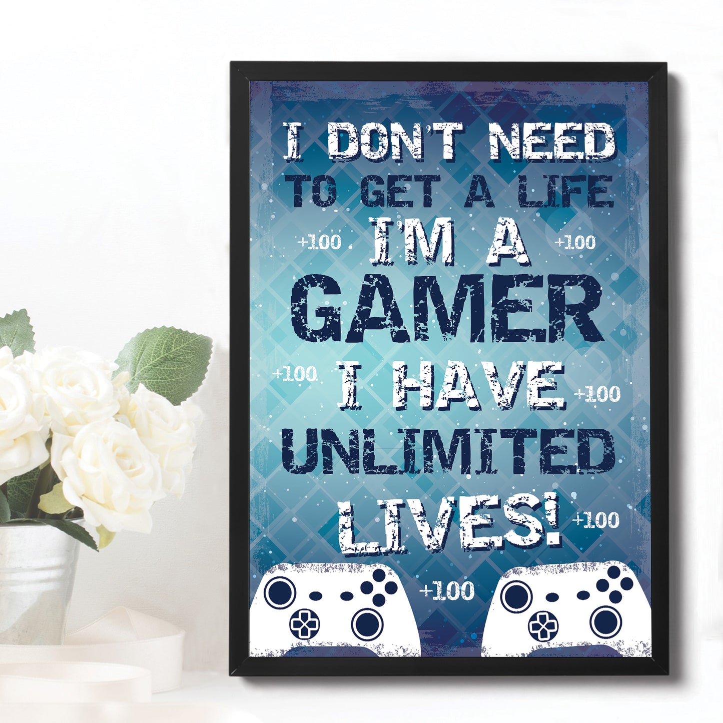 Boys Bedroom Decor Hanging Gaming Print Framed Gamer Gift