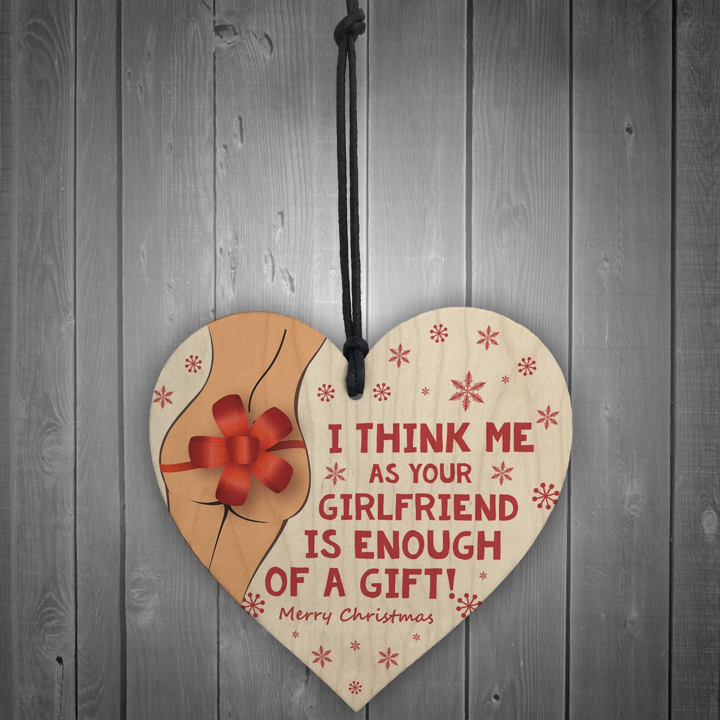 Funny Joke Christmas Gift For Boyfriend Wood Heart Novelty Gift