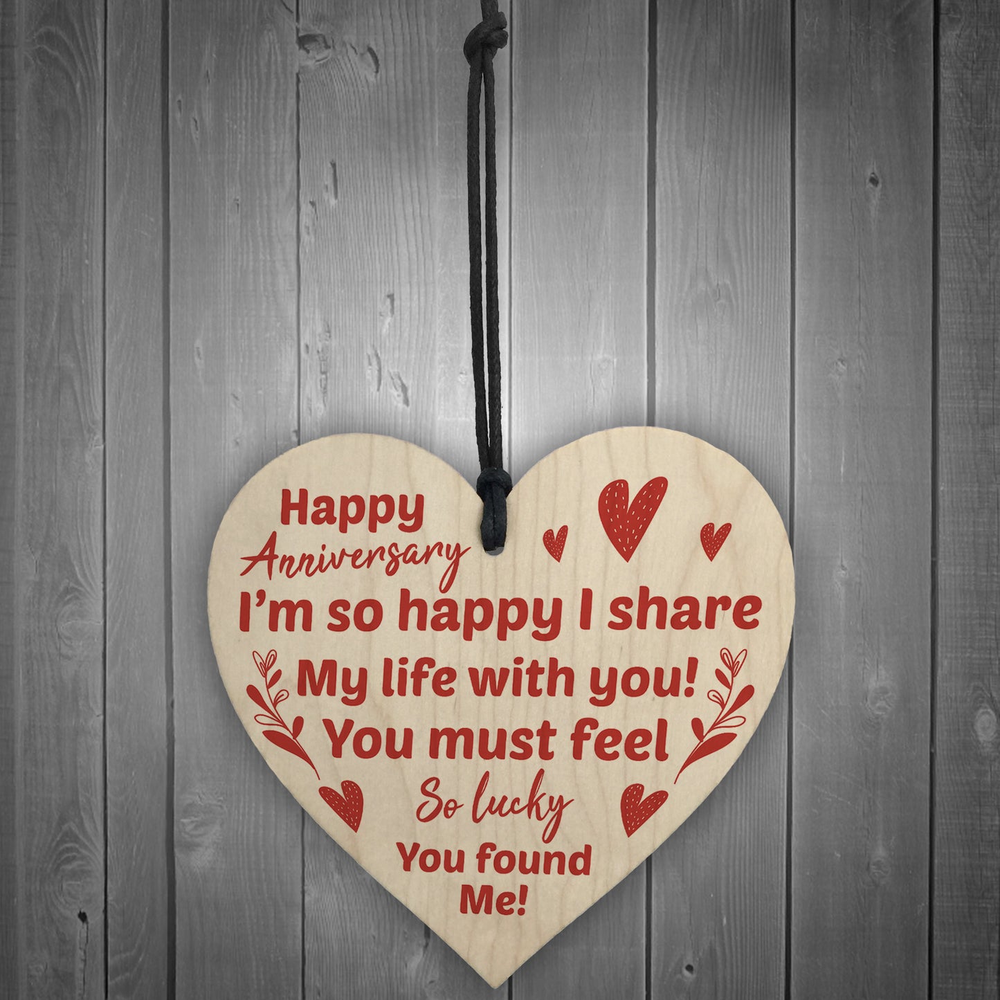 Anniversary Gift For Him Her Wood Heart Funny Joke Husband Wife